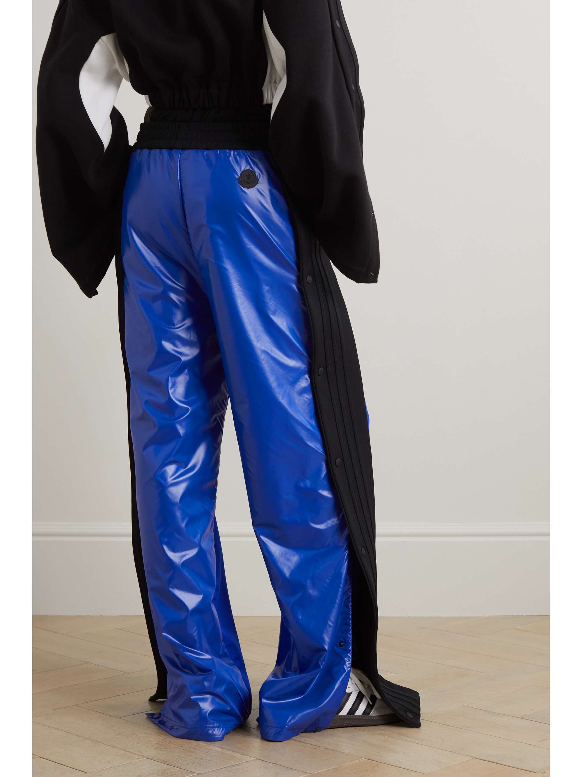 + adidas Originals shell-trimmed two-tone jersey wide-leg track pants view