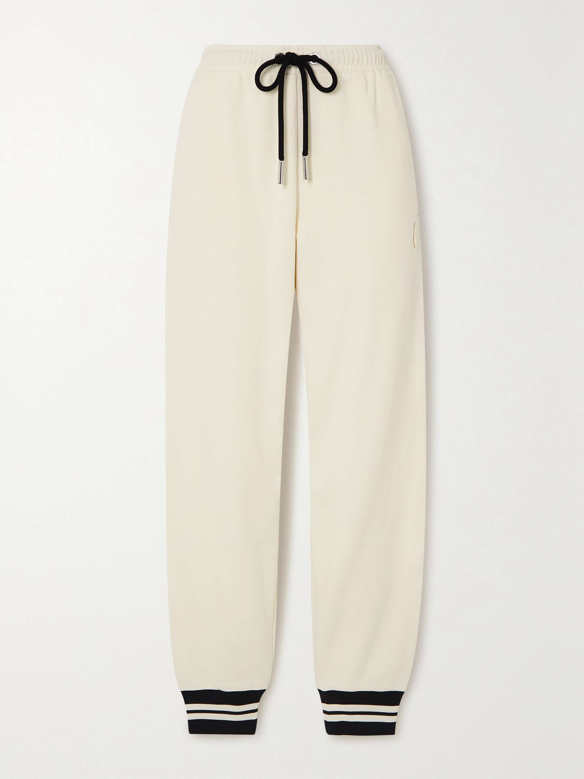 Striped tapered cotton-blend jersey track pants view