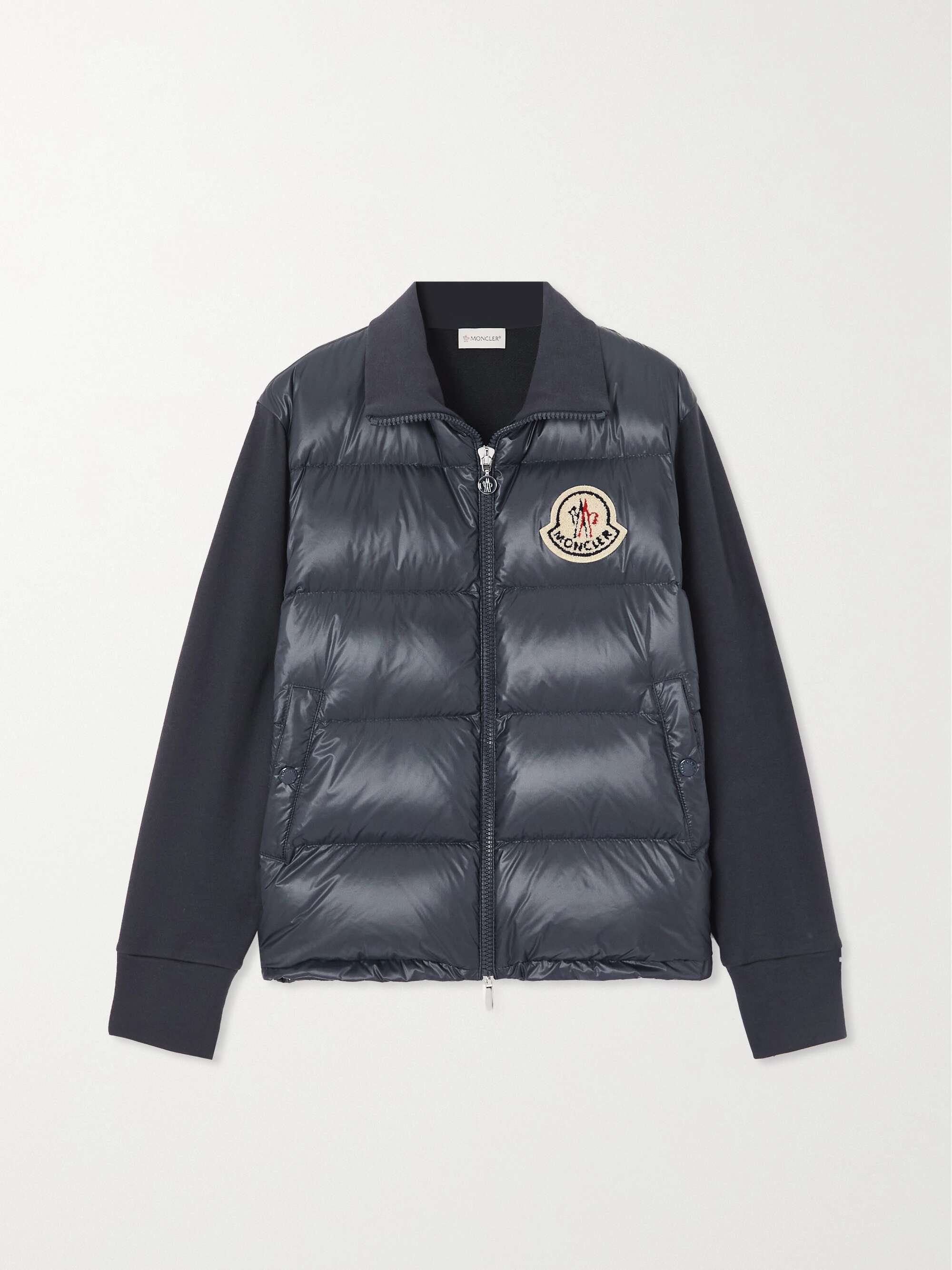 Appliquéd cotton-blend jersey and quilted shell down jacket view