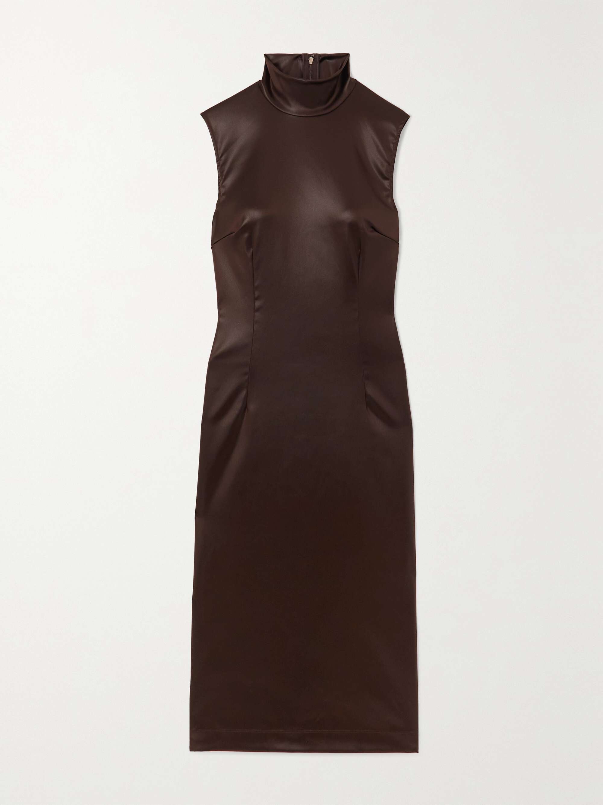 Coated stretch-satin midi dress view