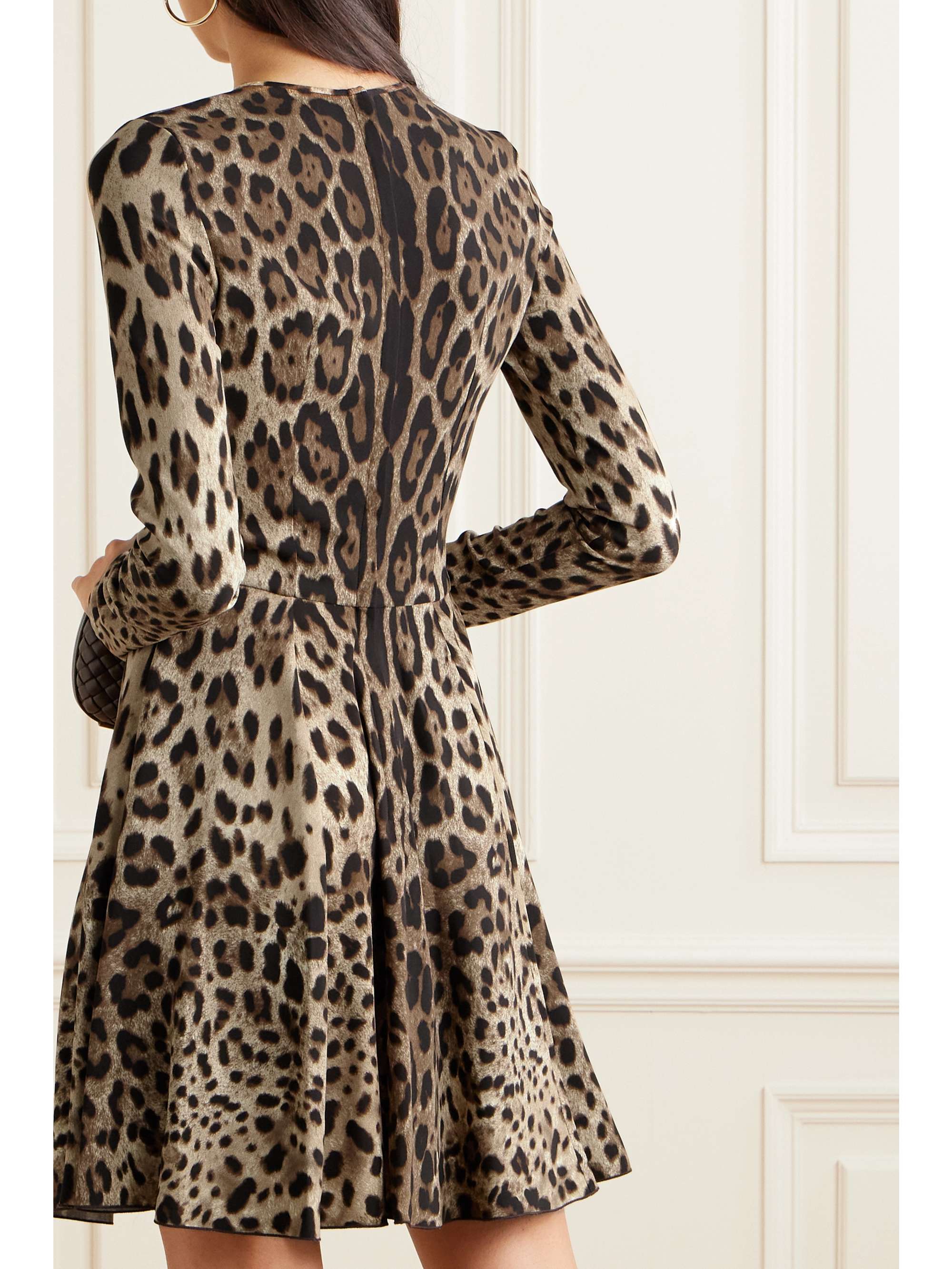 Leopard-print stretch-satin mini dress view