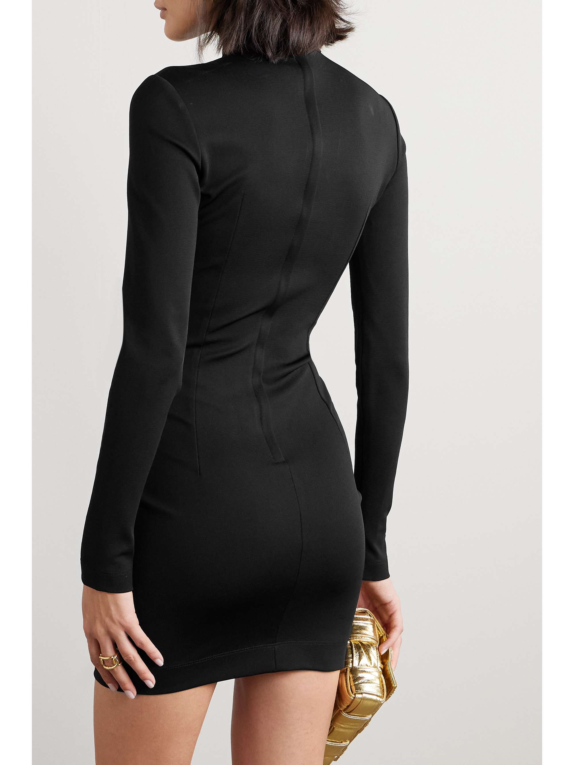 Ruched stretch-jersey turtleneck mini dress view