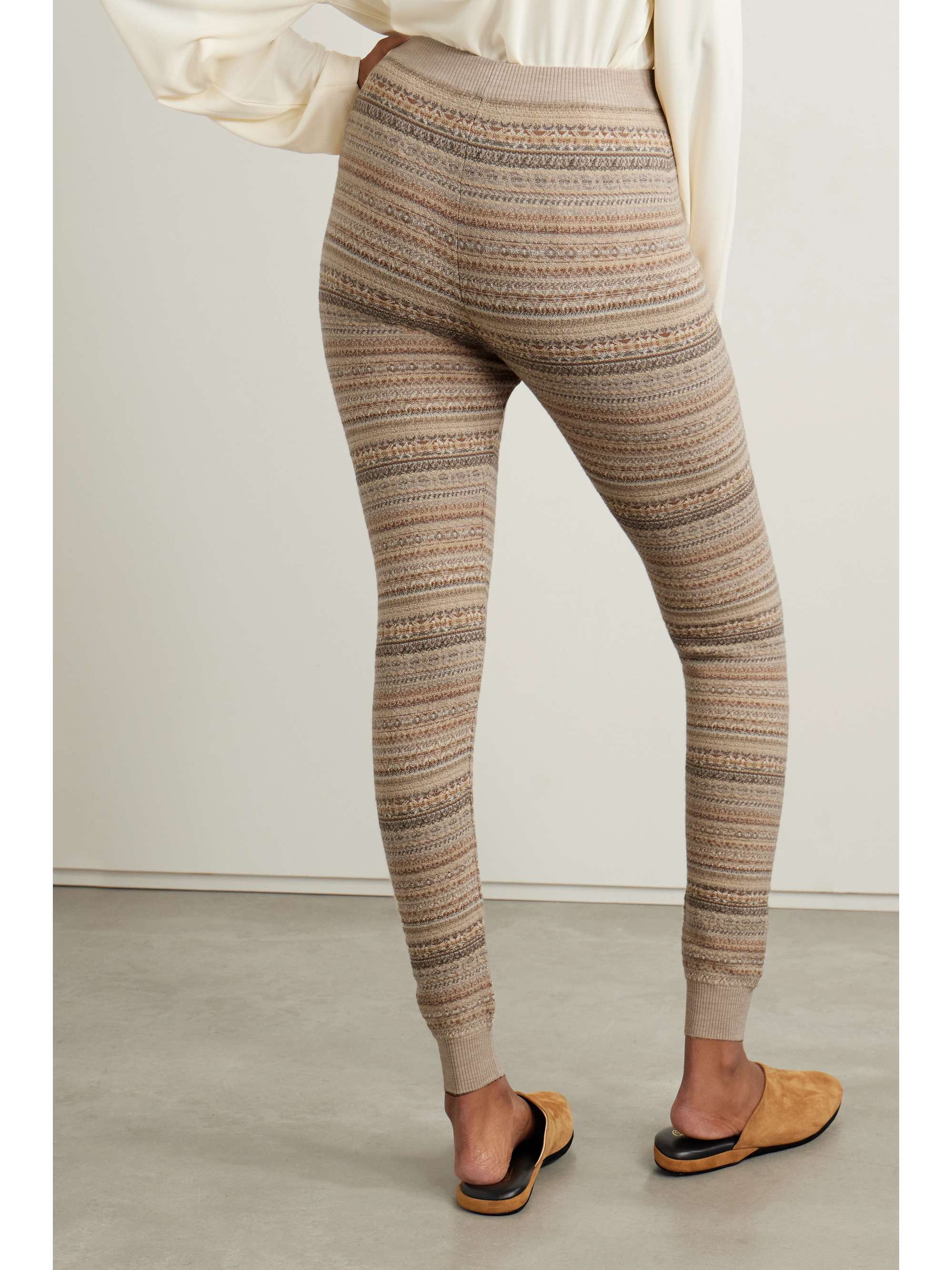 Fair Isle wool-blend tapered leggings view