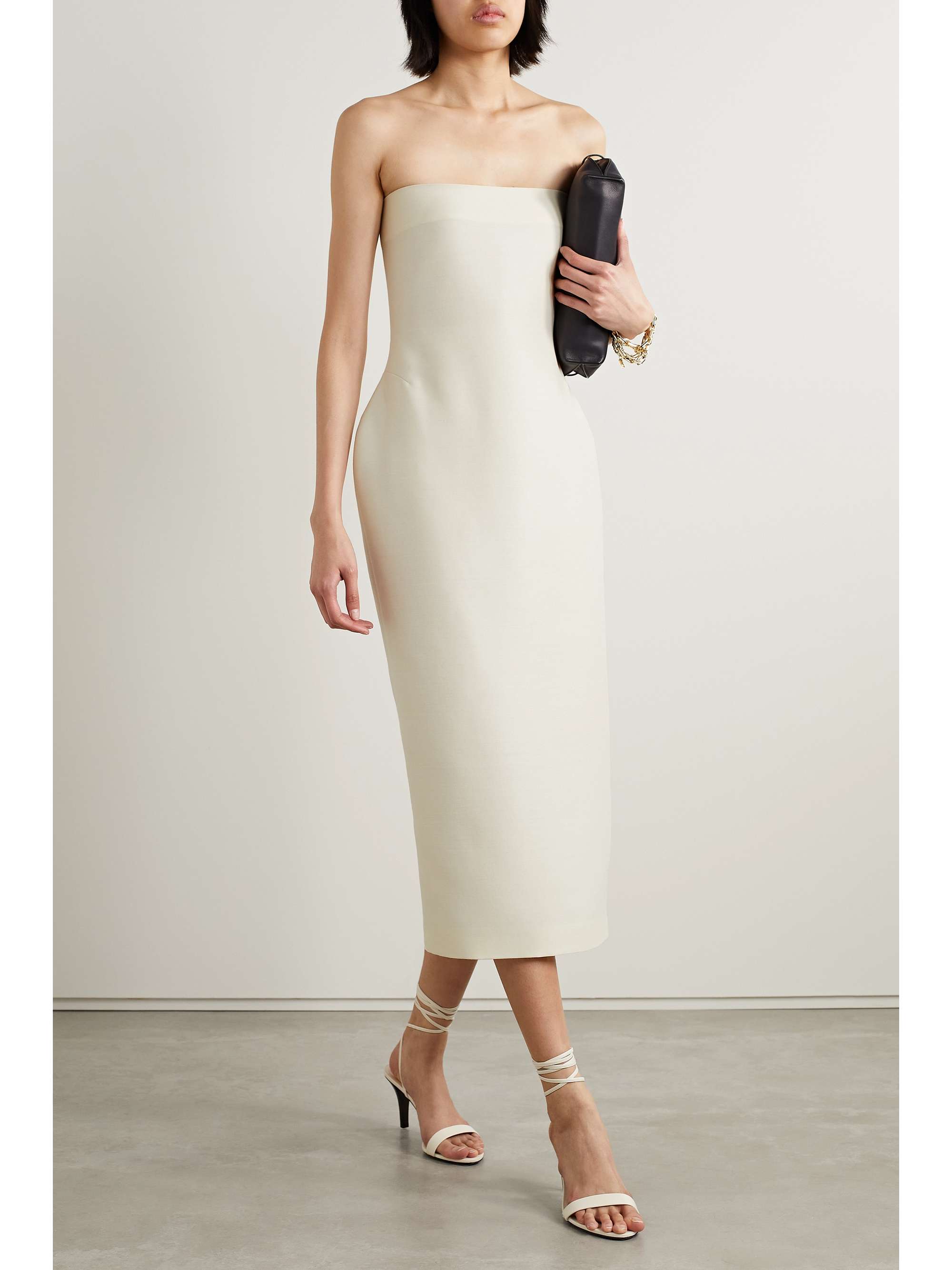 Nita strapless wool and silk-blend cady midi dress view