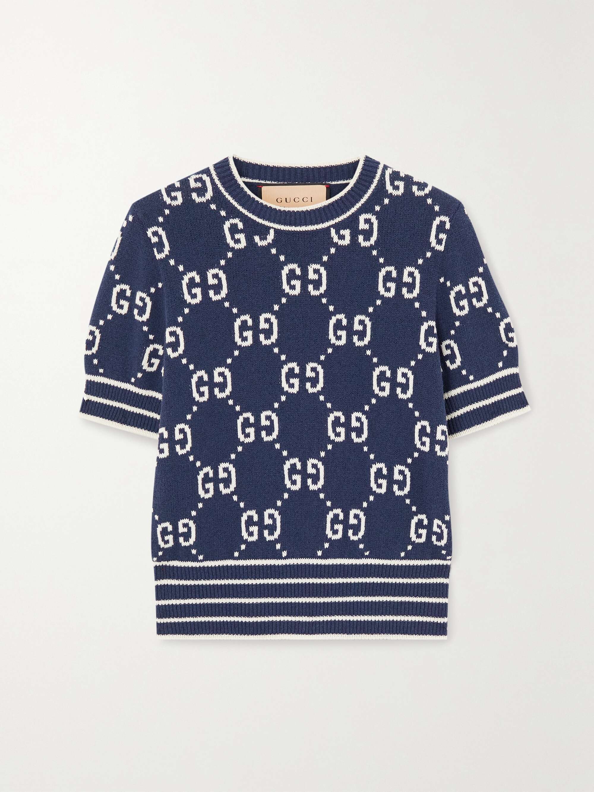 Jacquard-knit cotton sweater view
