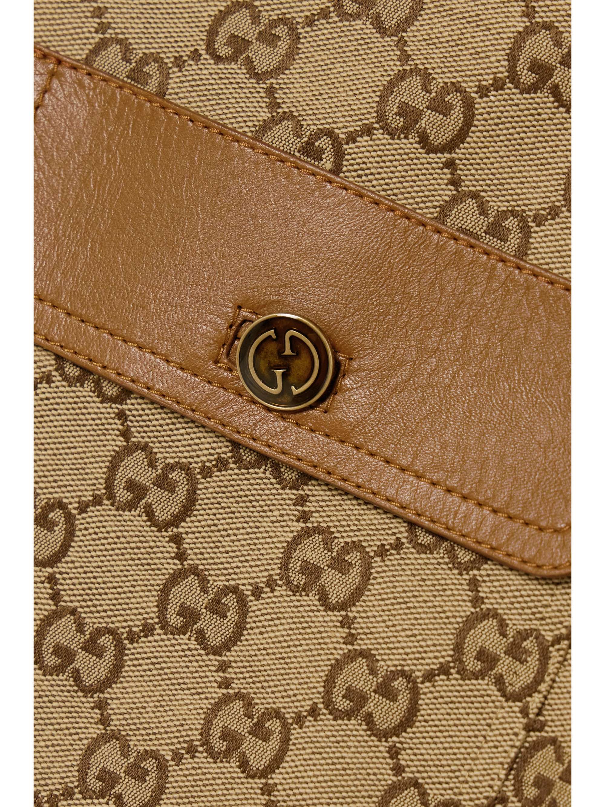 Leather-trimmed cotton-blend canvas-jacquard mini dress view