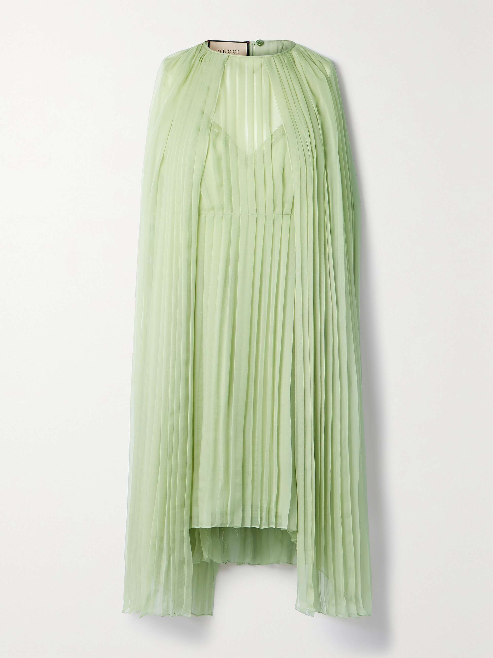 Cape-effect pleated chiffon mini dress view