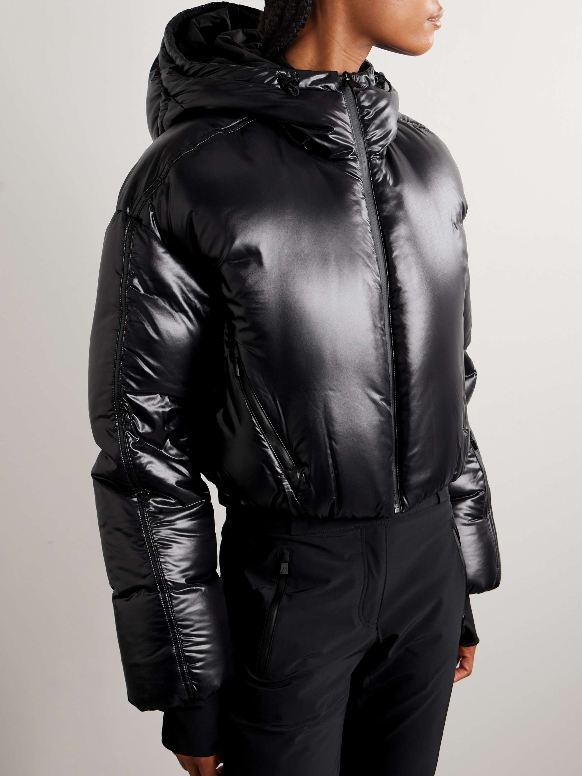 Daisy Nuke cropped quilted glossed-shell down jacket view