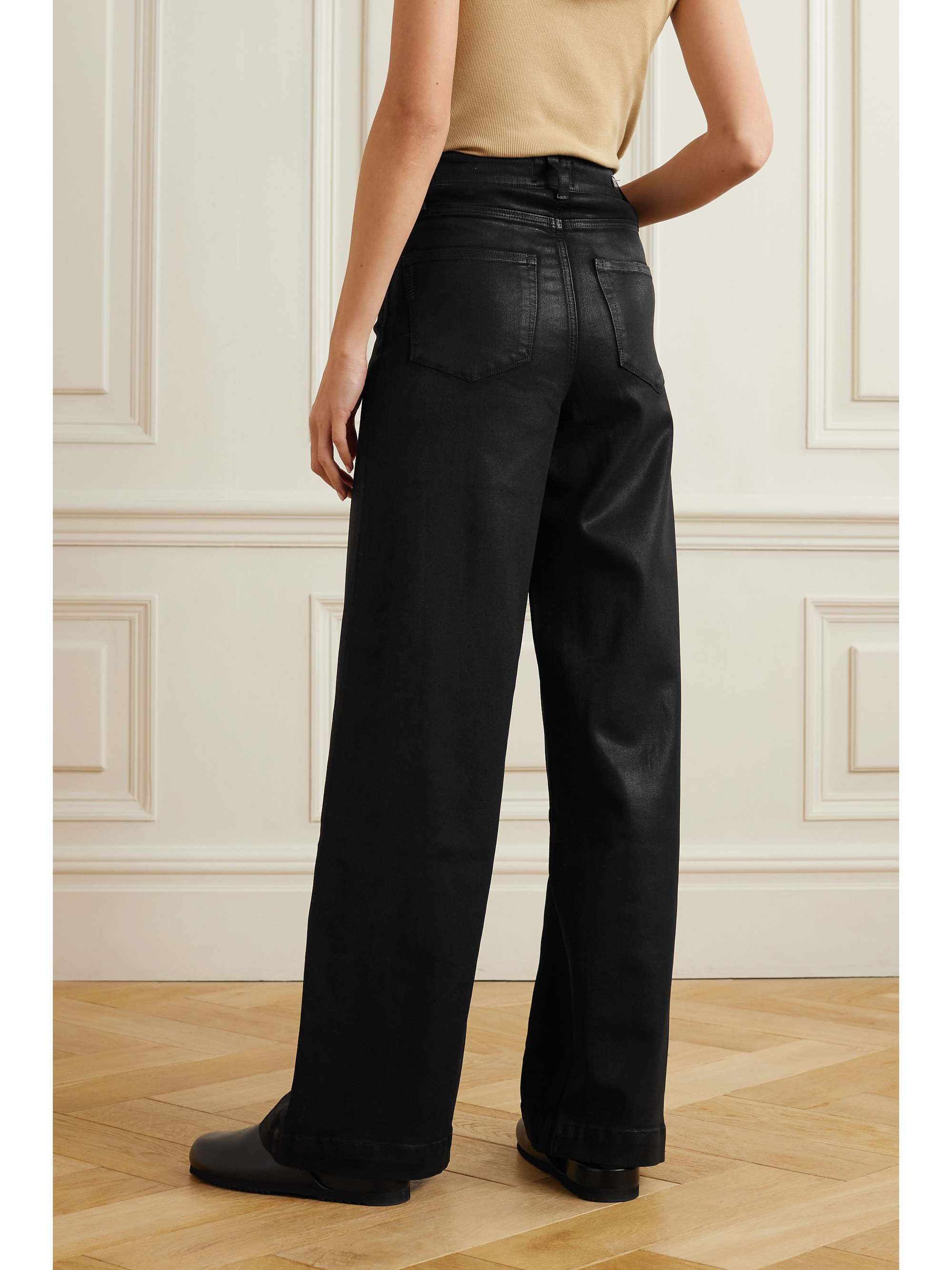Harper high-rise coated wide-leg jeans view