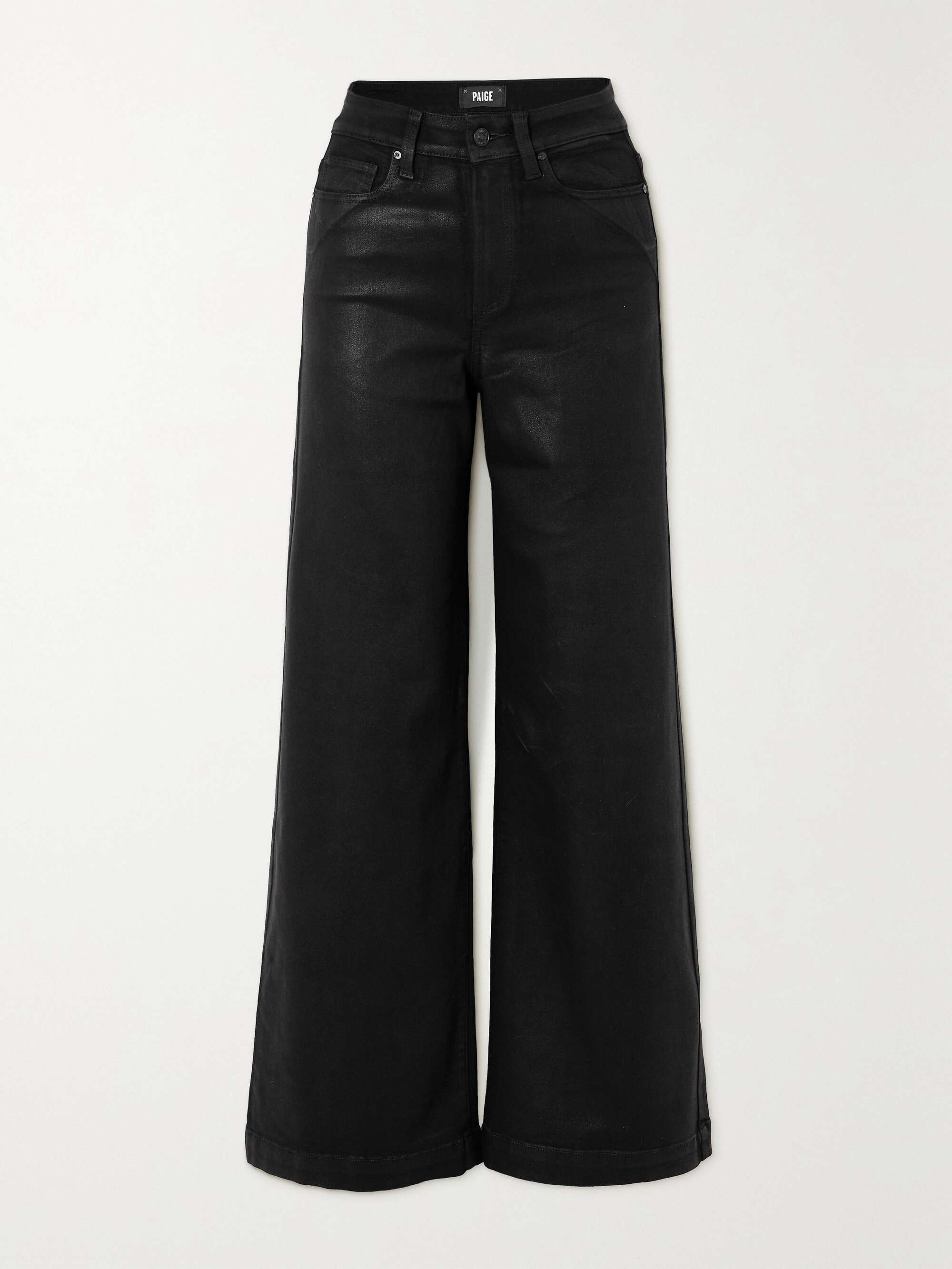 Harper high-rise coated wide-leg jeans view