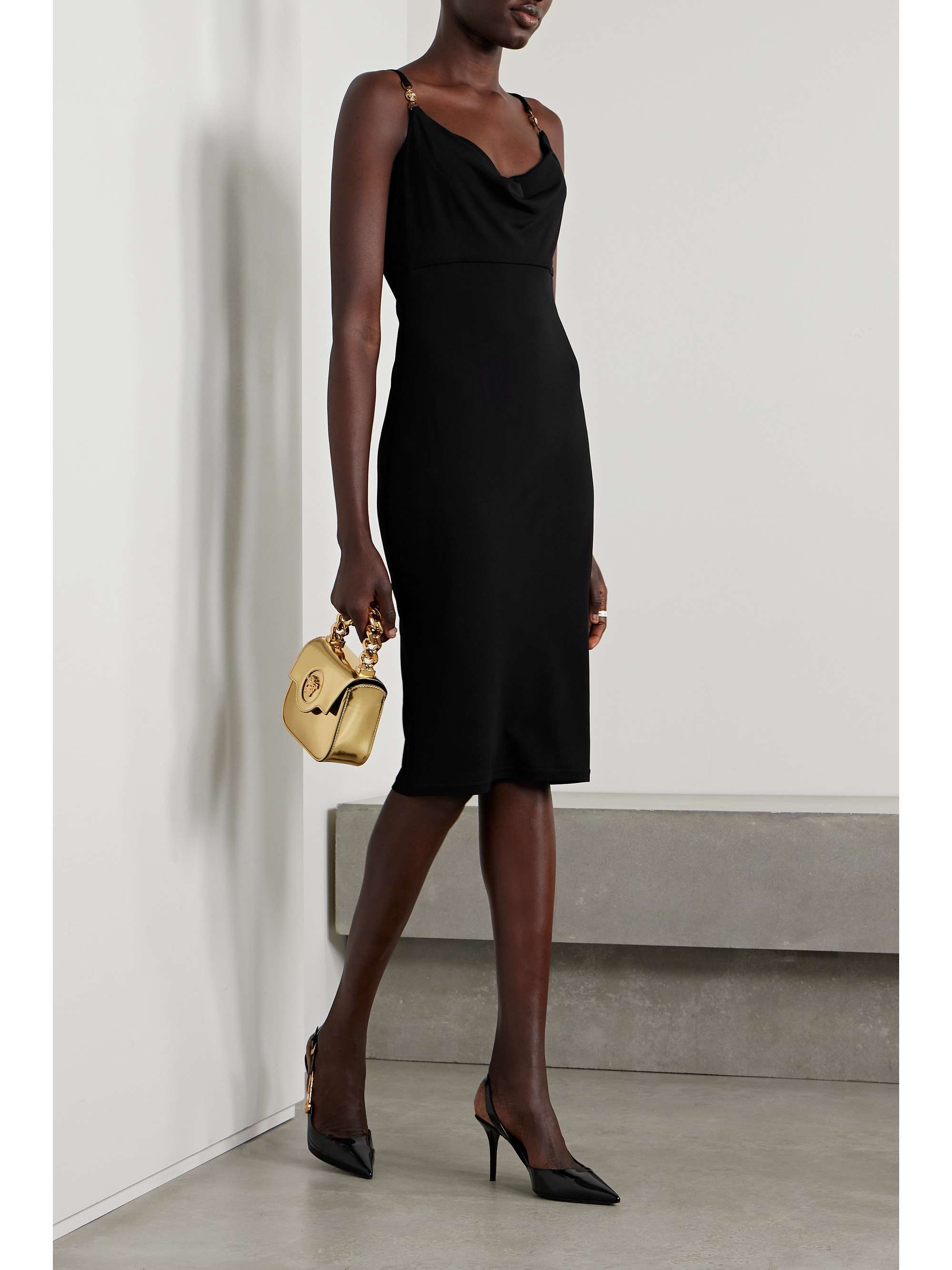 Icons embellished draped jersey dress view