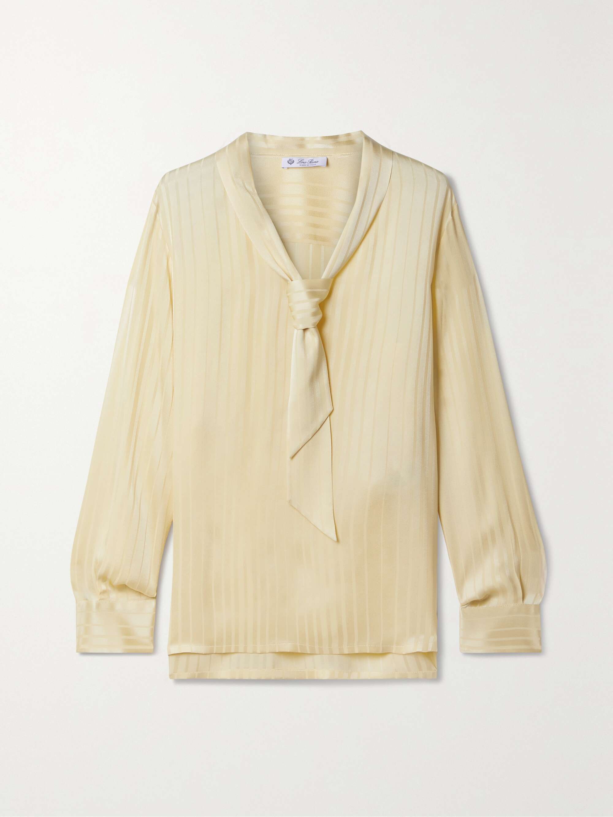 Kya tie-detailed striped silk-jacquard blouse view