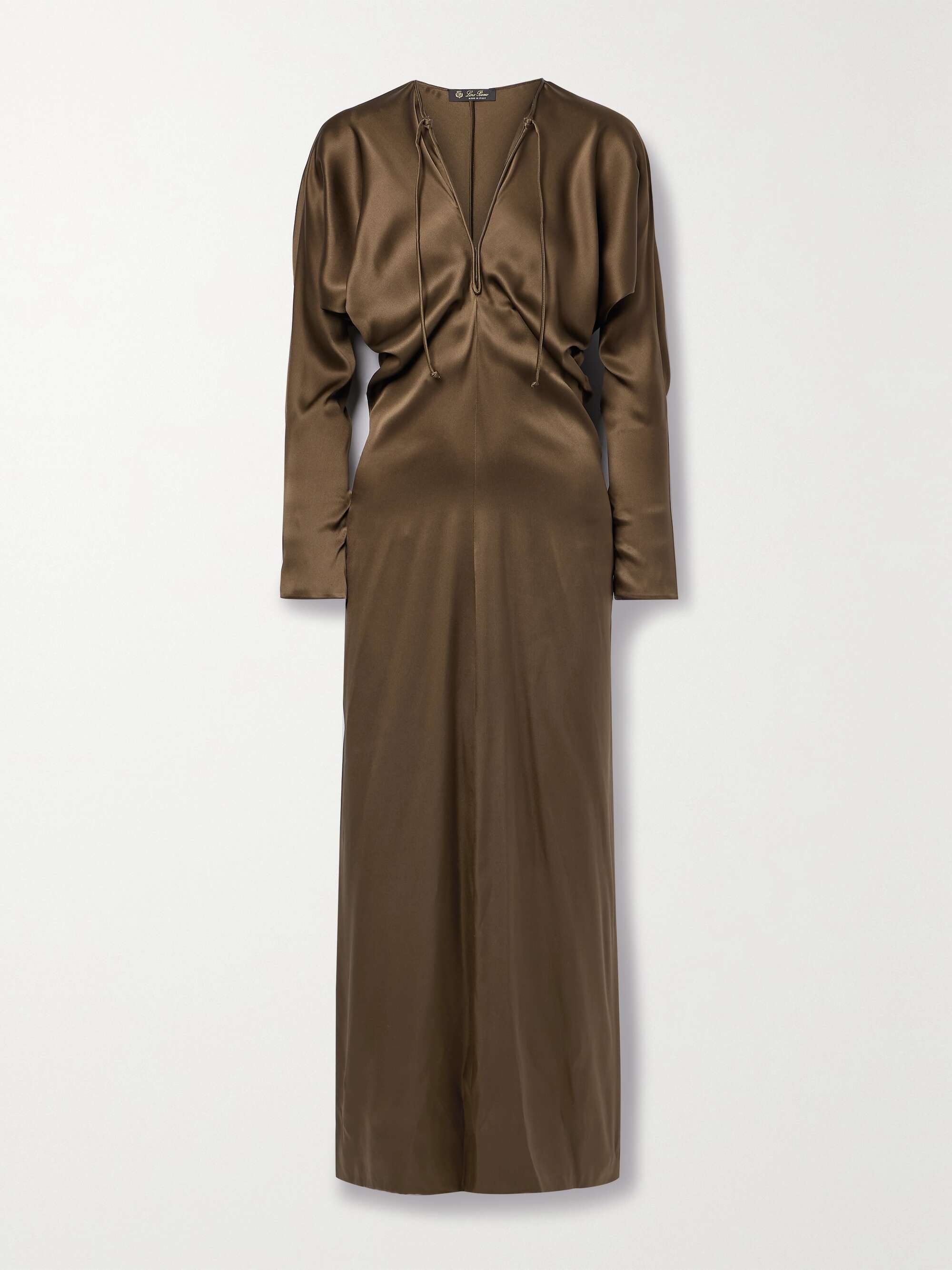 Draped silk-satin maxi dress view
