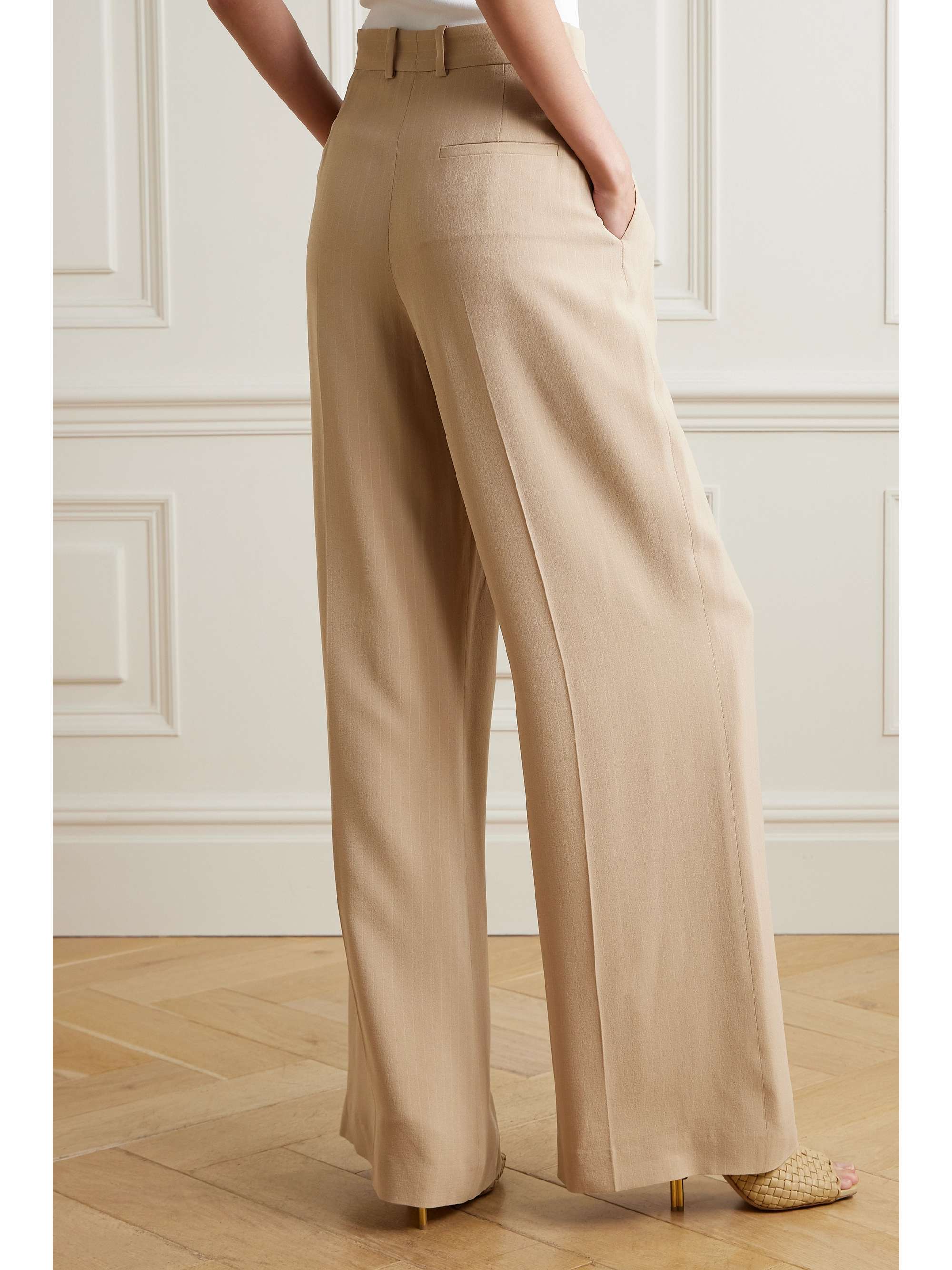 Jail pleated pinstriped silk-blend georgette wide-leg pants view