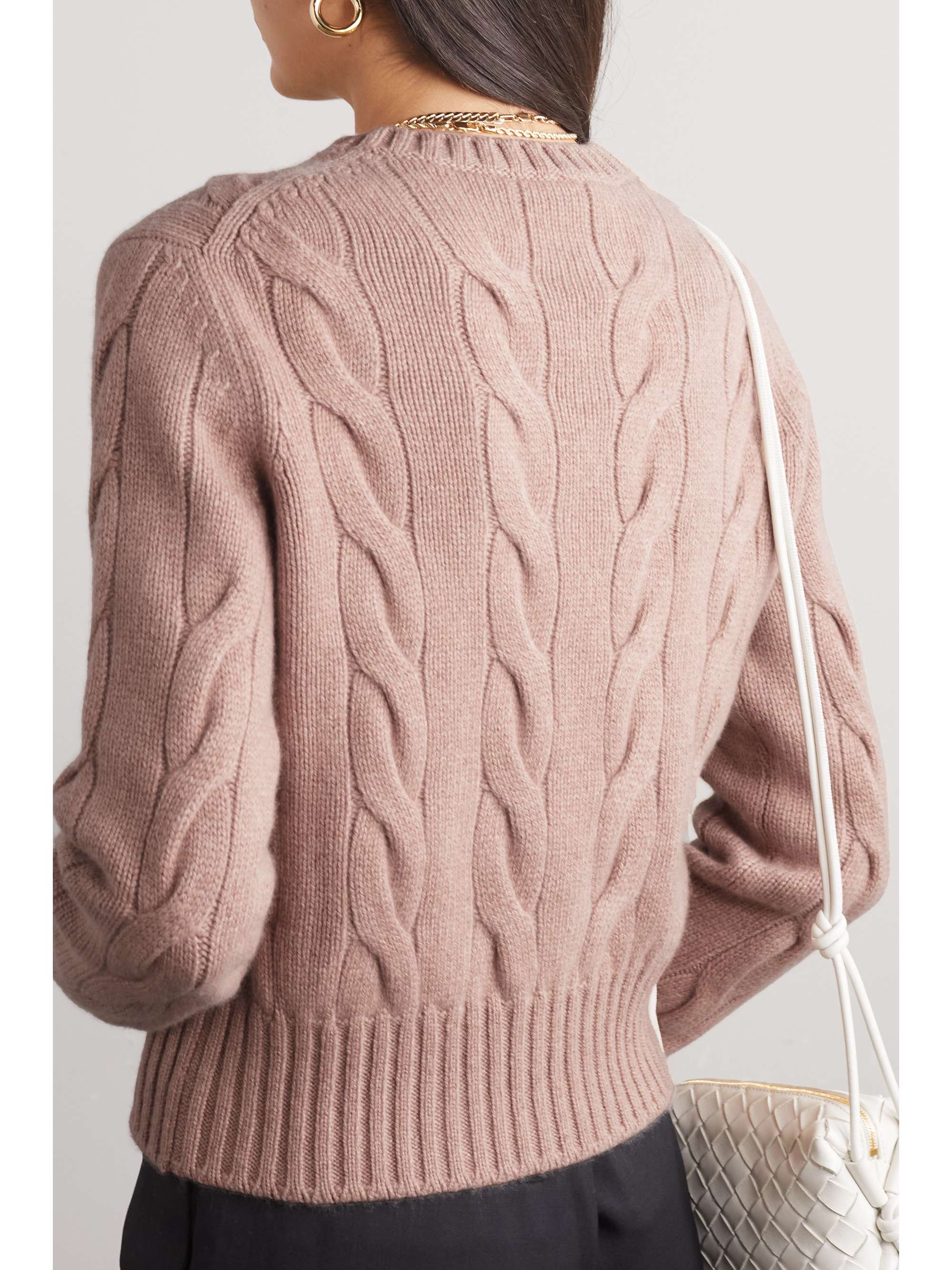 Cropped cable-knit cashmere sweater view
