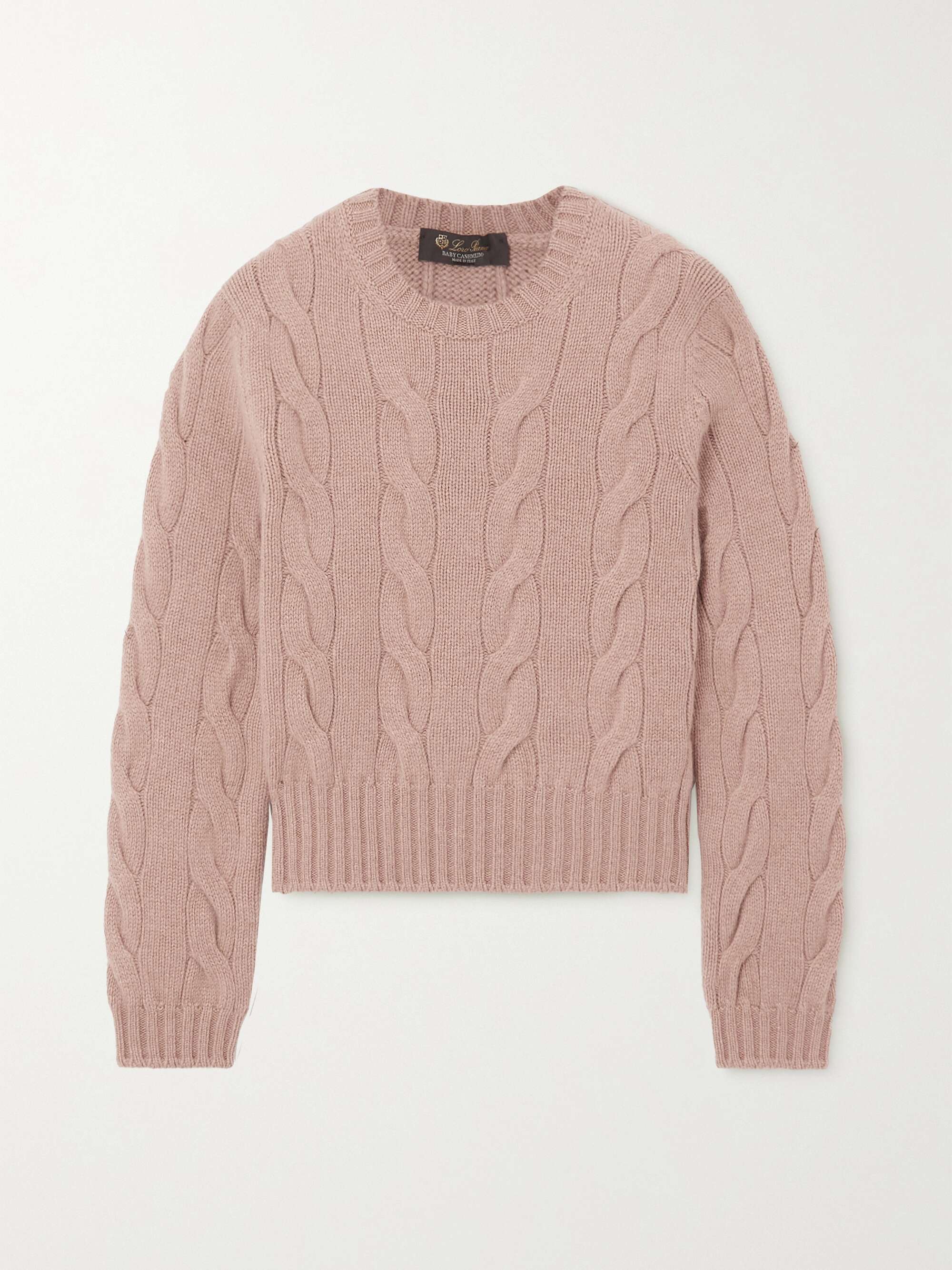 Cropped cable-knit cashmere sweater view