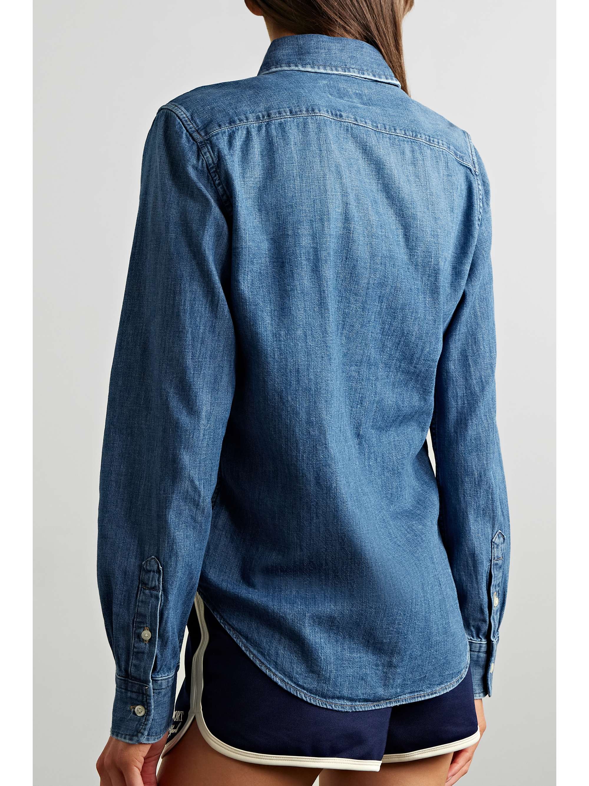 Embroidered denim shirt view