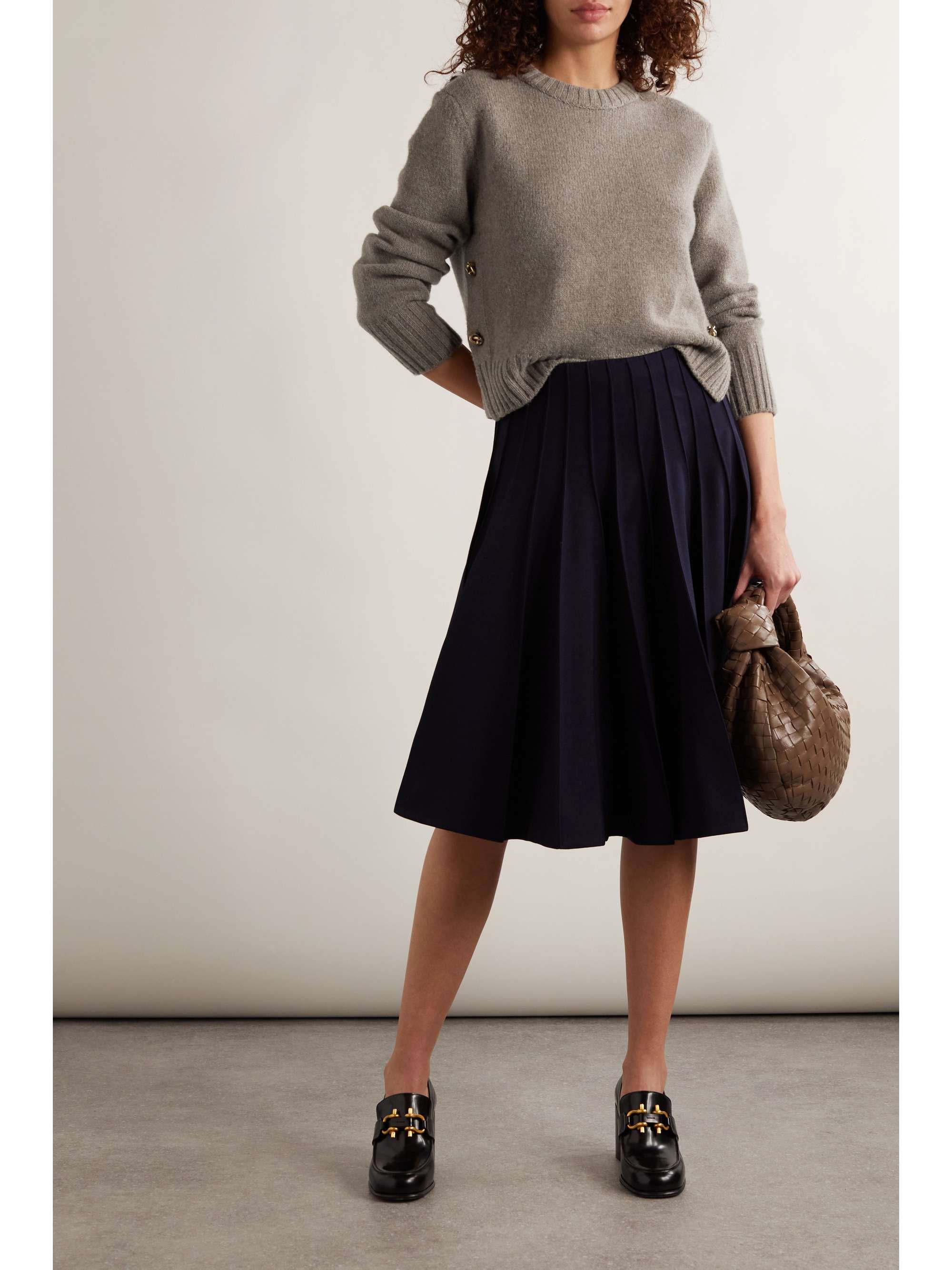 Cropped embellished wool sweater view