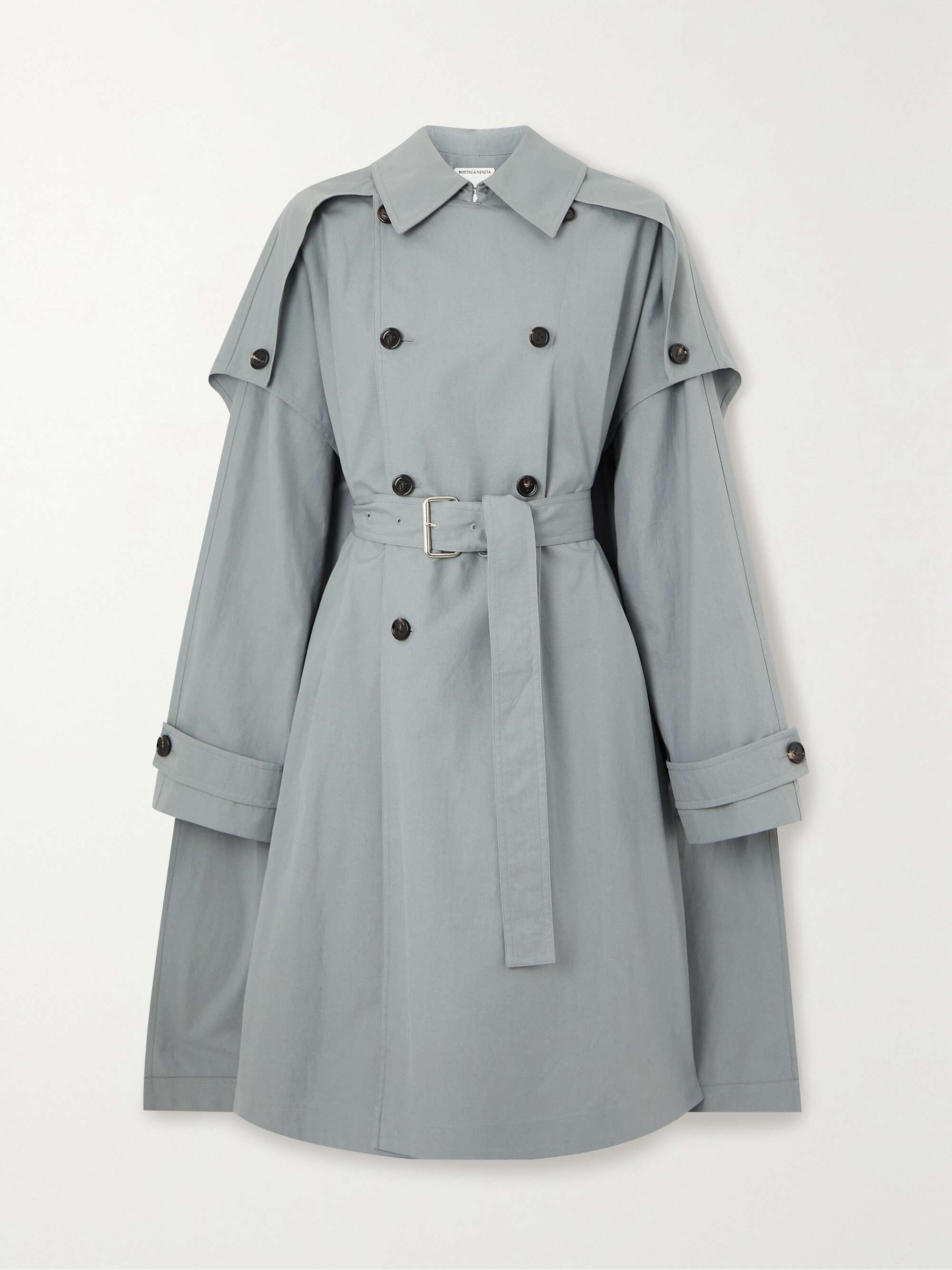 Cape-effect cotton-gabardine trench coat view