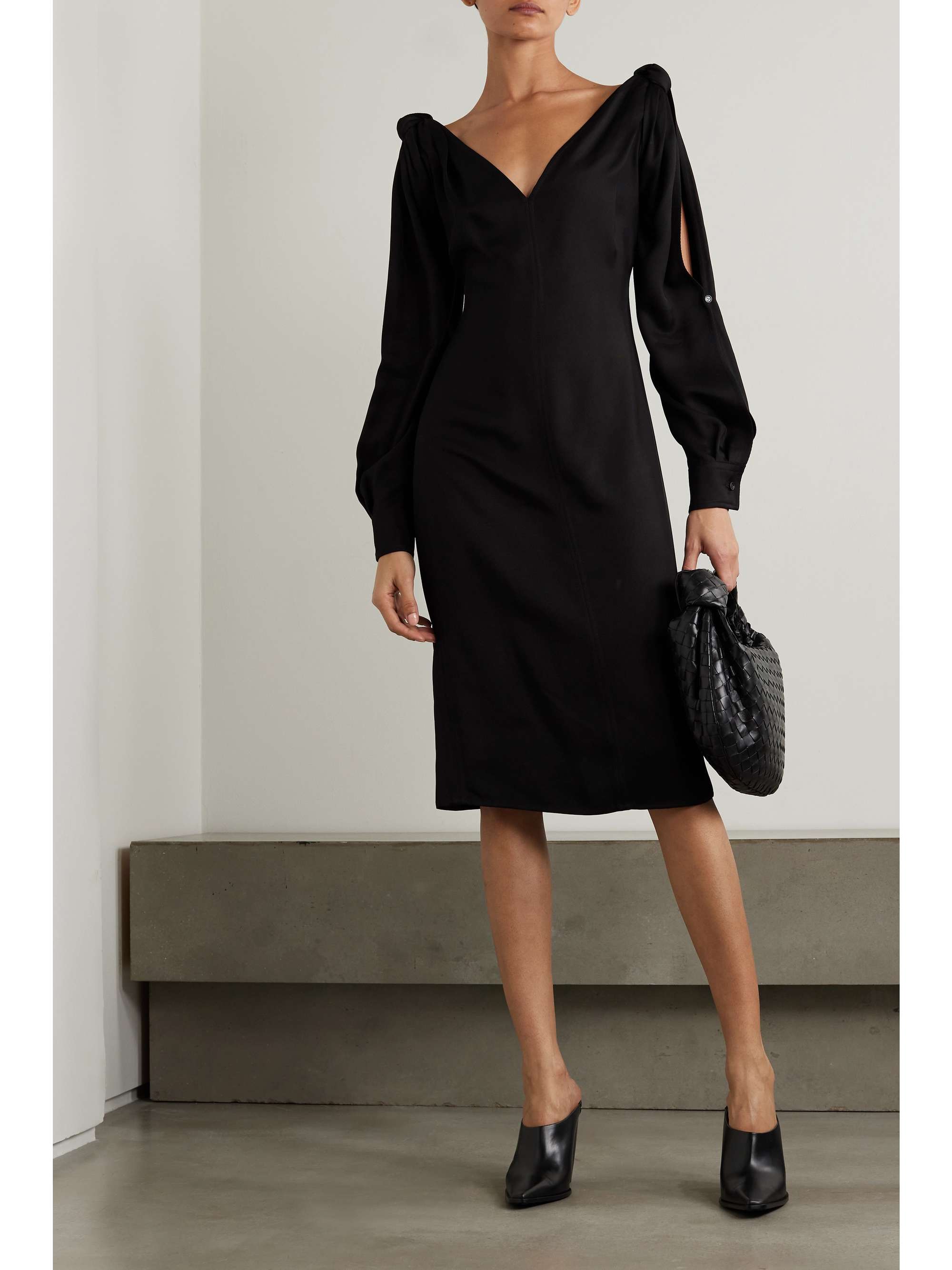 Cutout satin-drill dress view
