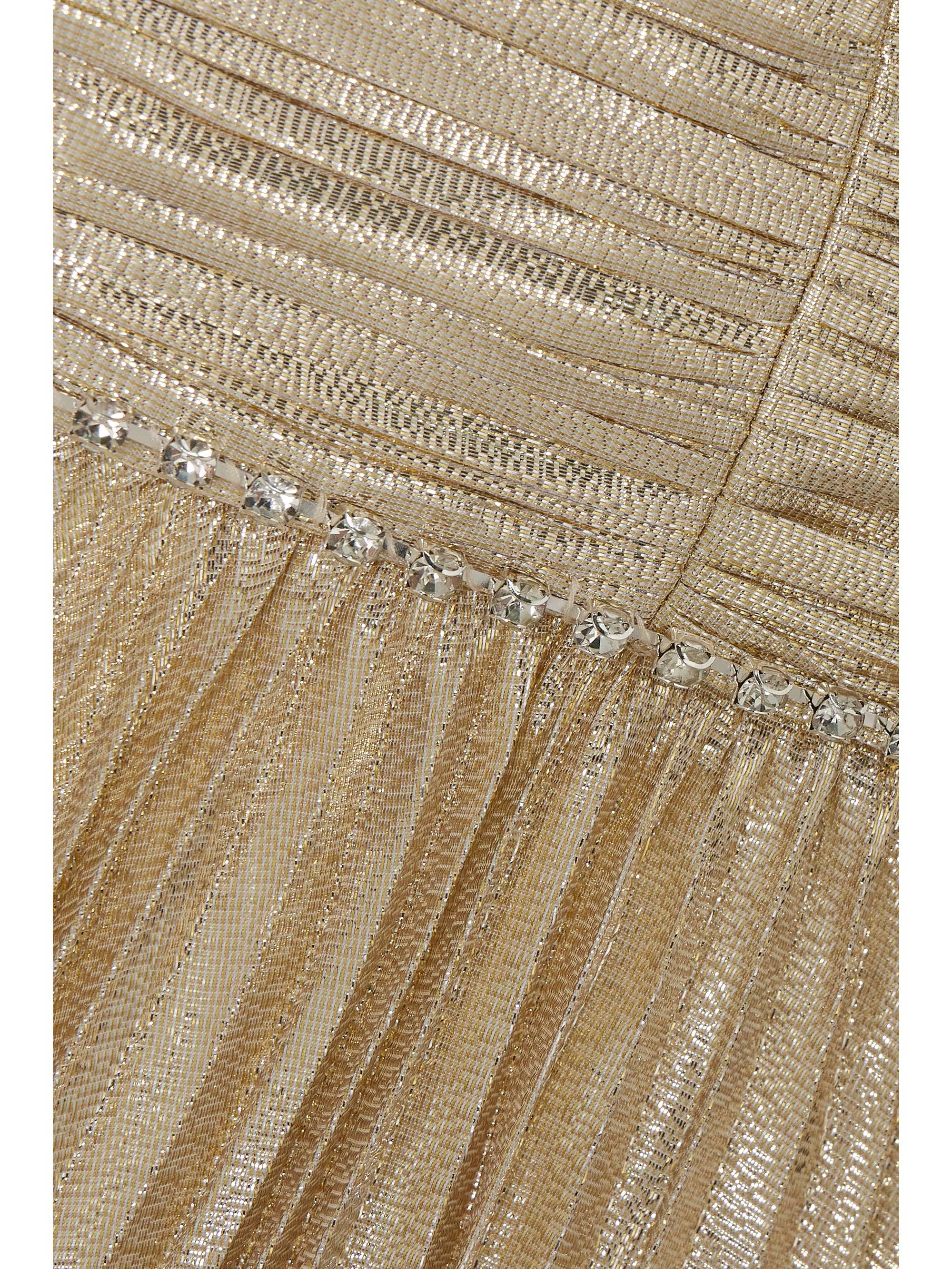 Crystal-embellished plissé-lamé mini dress view
