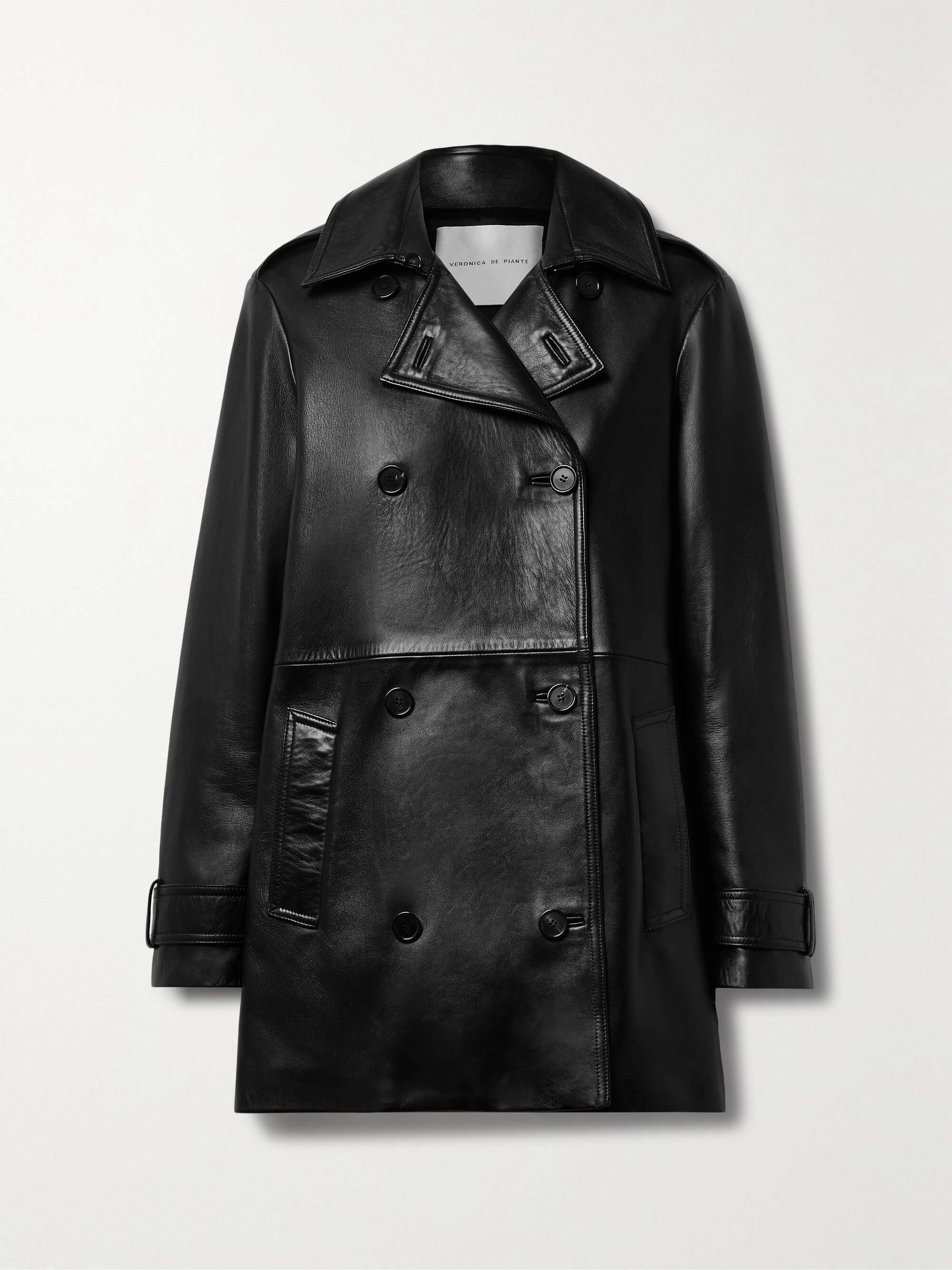 Charlotte double-breasted leather trench coat view