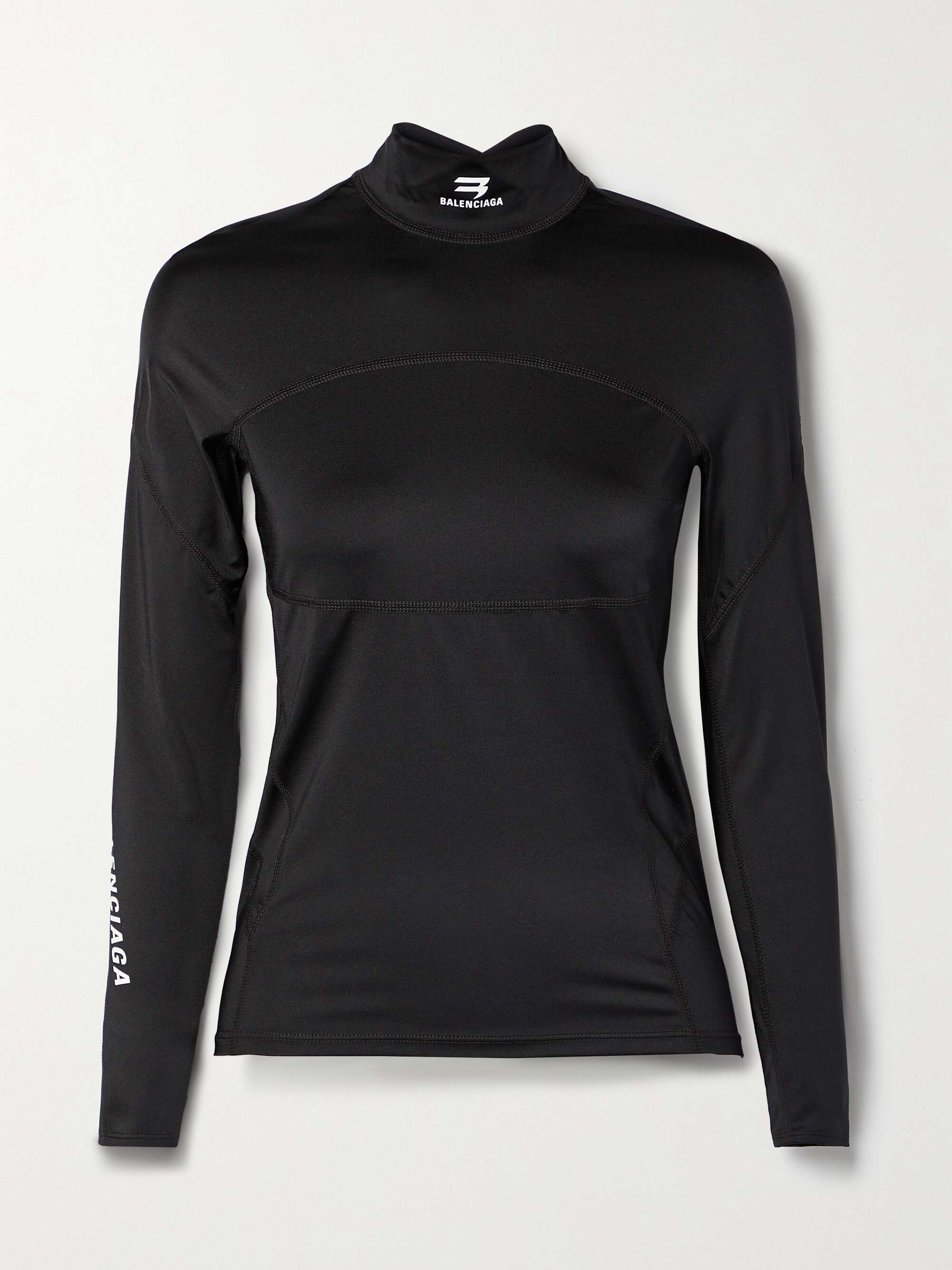 Printed satin-jersey top view