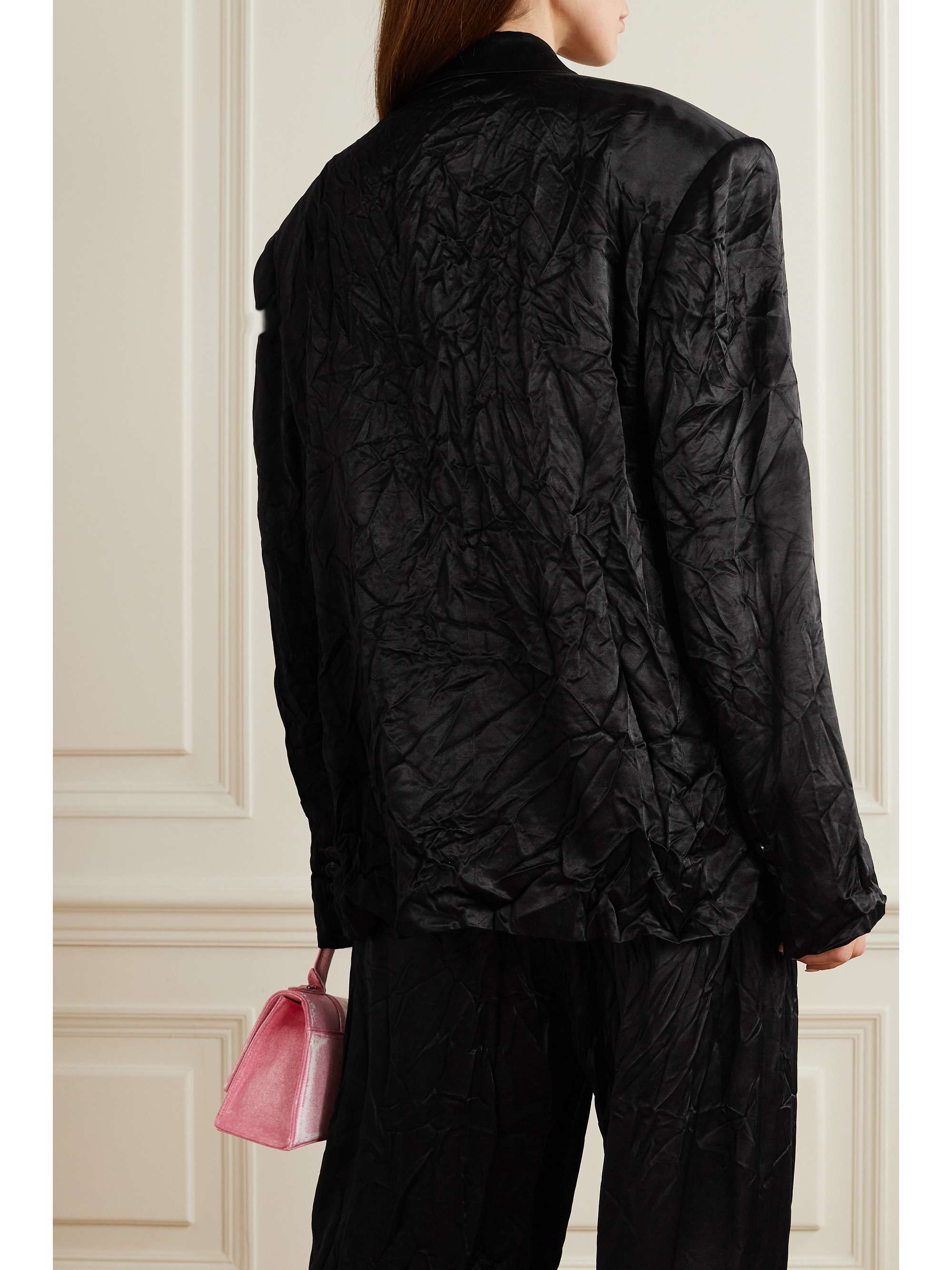 Appliquéd crinkled satin blazer view