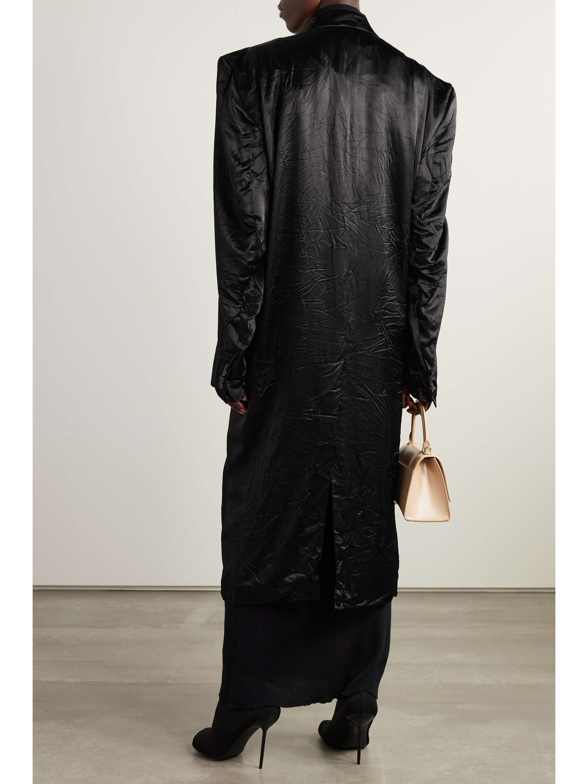 Crinkled-satin coat view