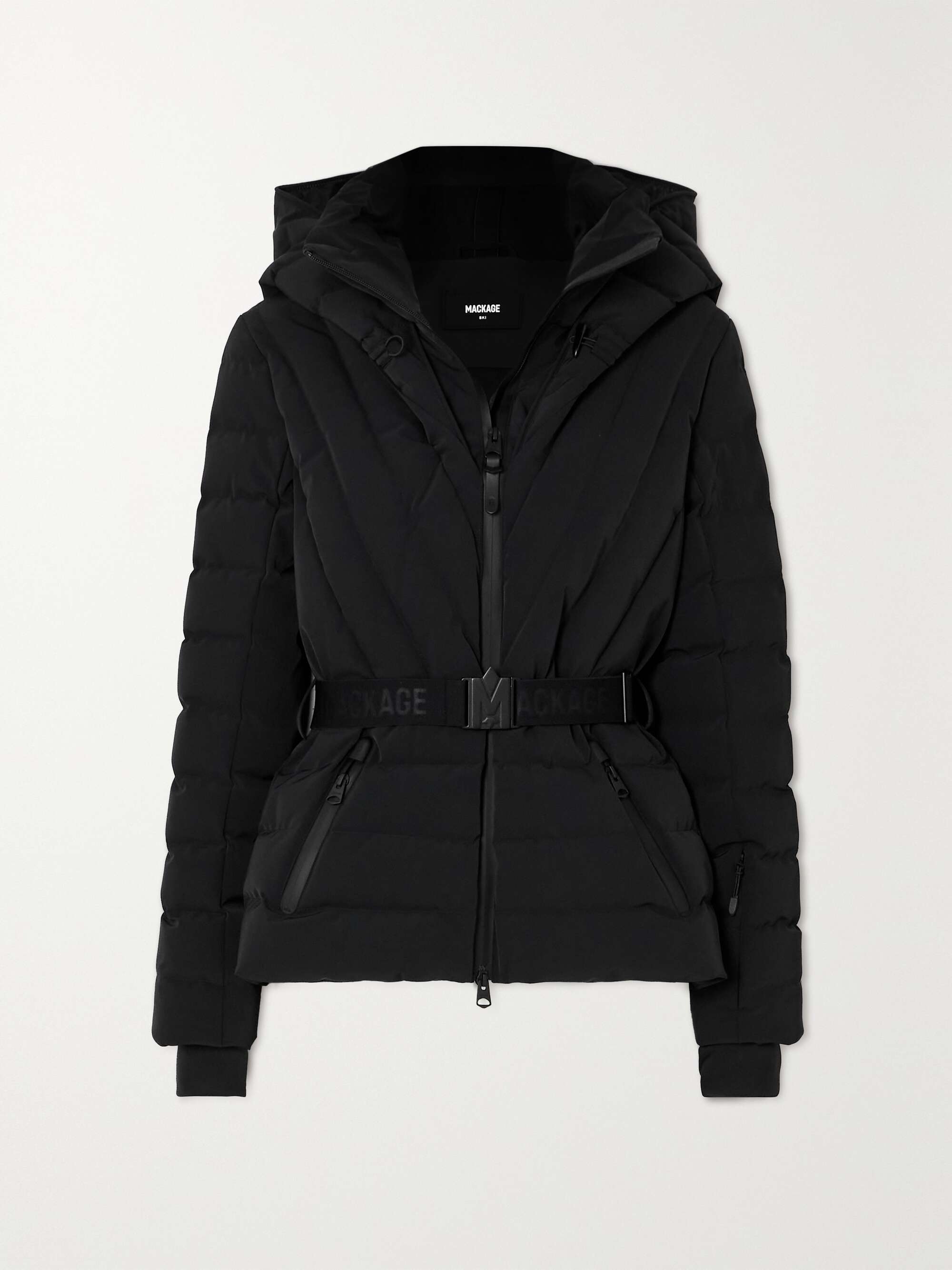 + NET SUSTAIN Elita hooded belted quilted down ski jacket view