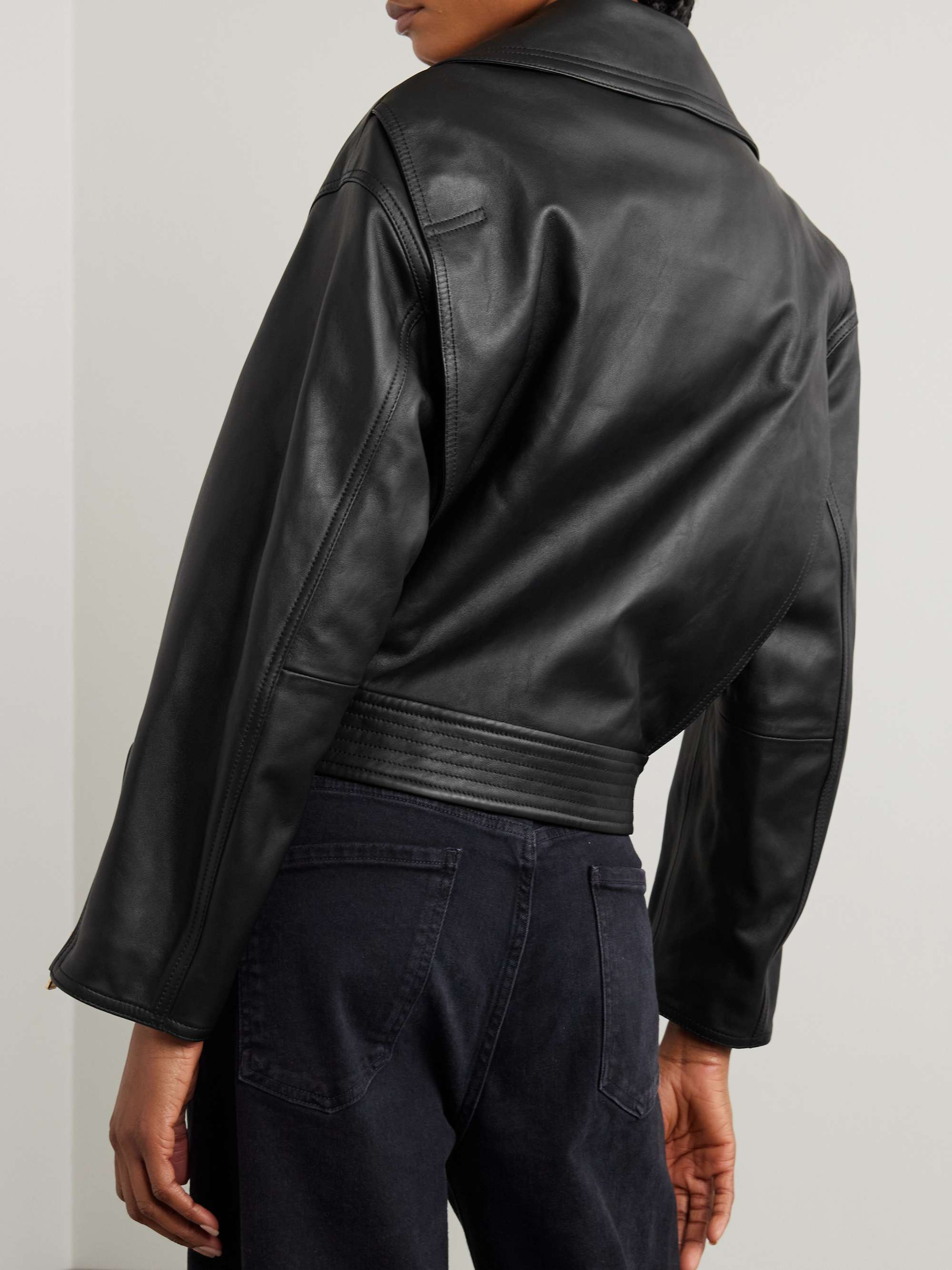 Icons belted leather biker jacket view