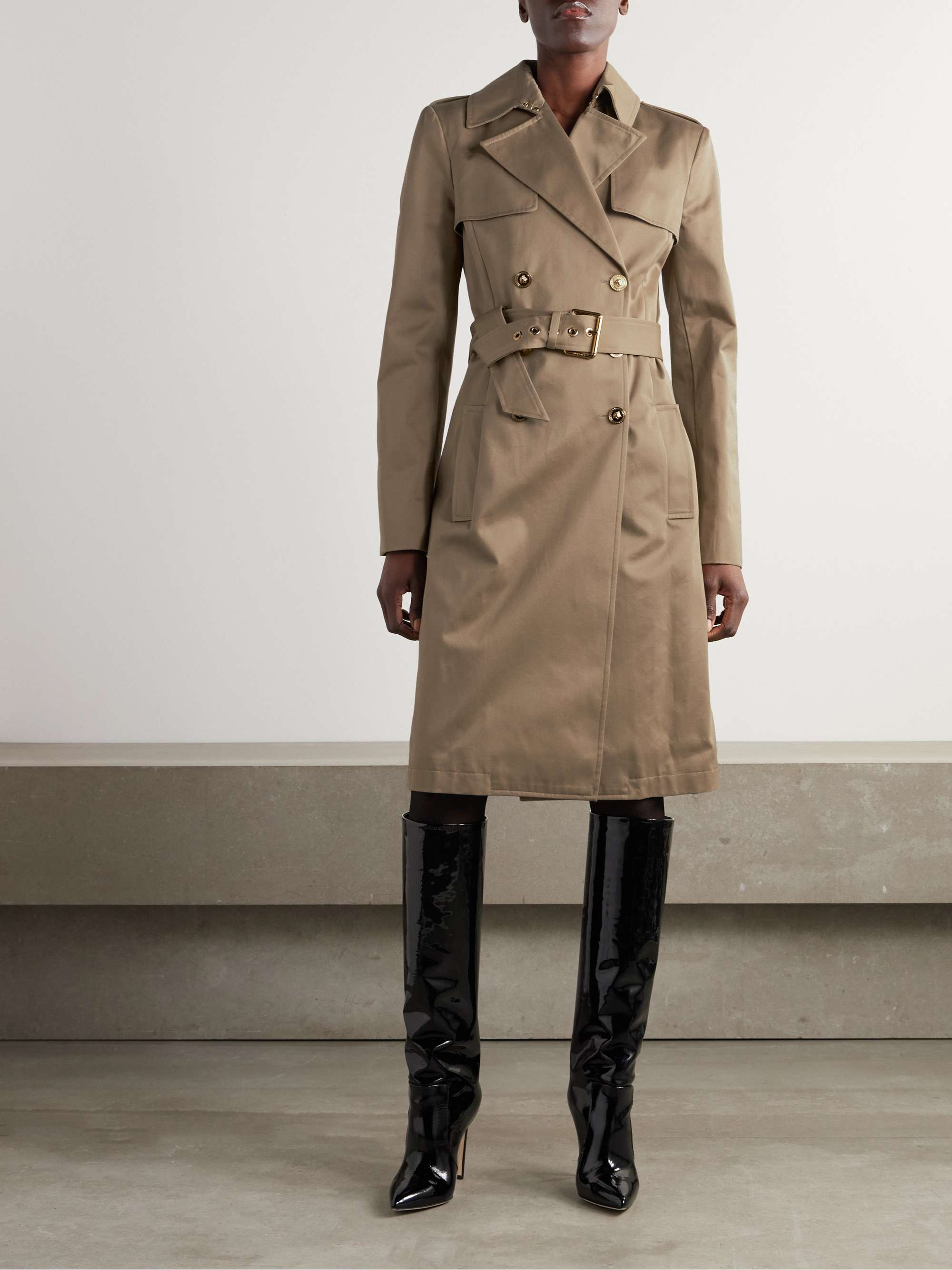 Icons belted double-breasted cotton-gabardine trench coat view