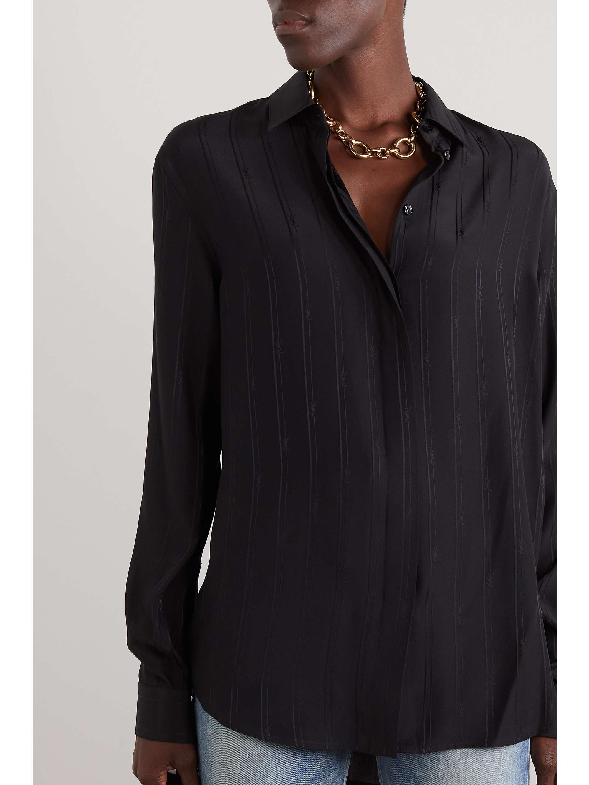 Striped silk-georgette shirt view