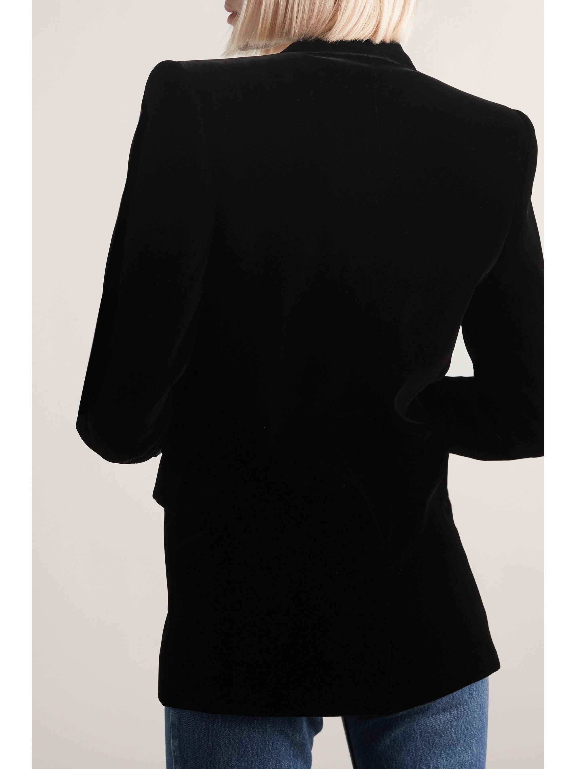 Double-breasted velvet blazer view