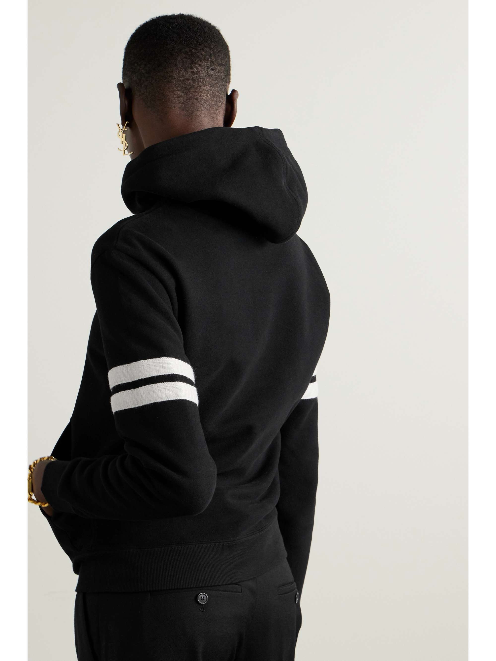 Striped embroidered cotton-jersey hoodie view