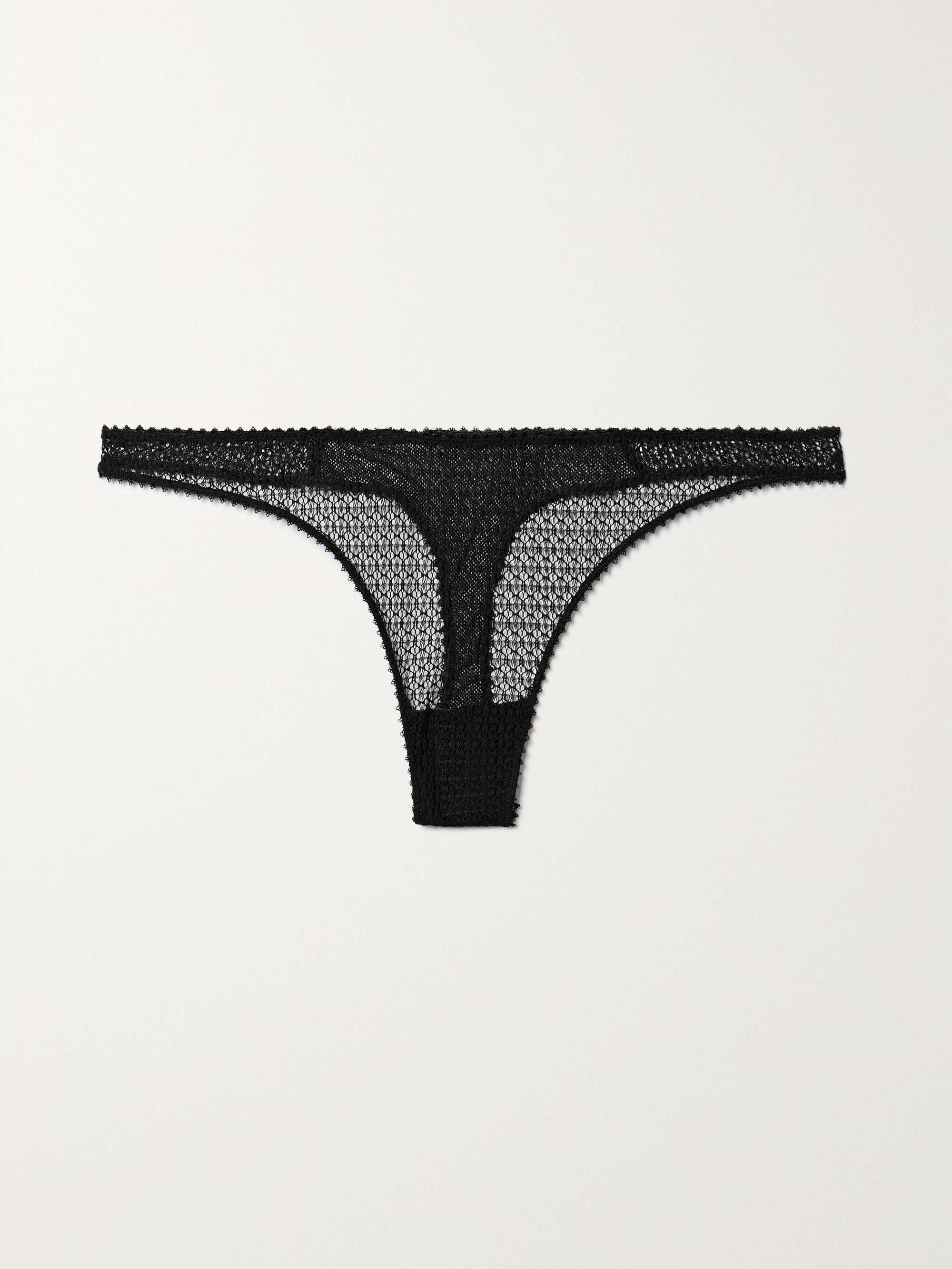 Crocheted lace and mesh thong view