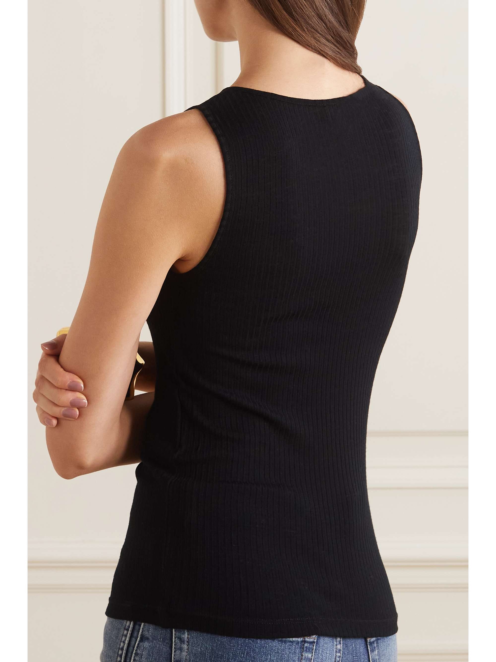 Embroidered ribbed wool tank view