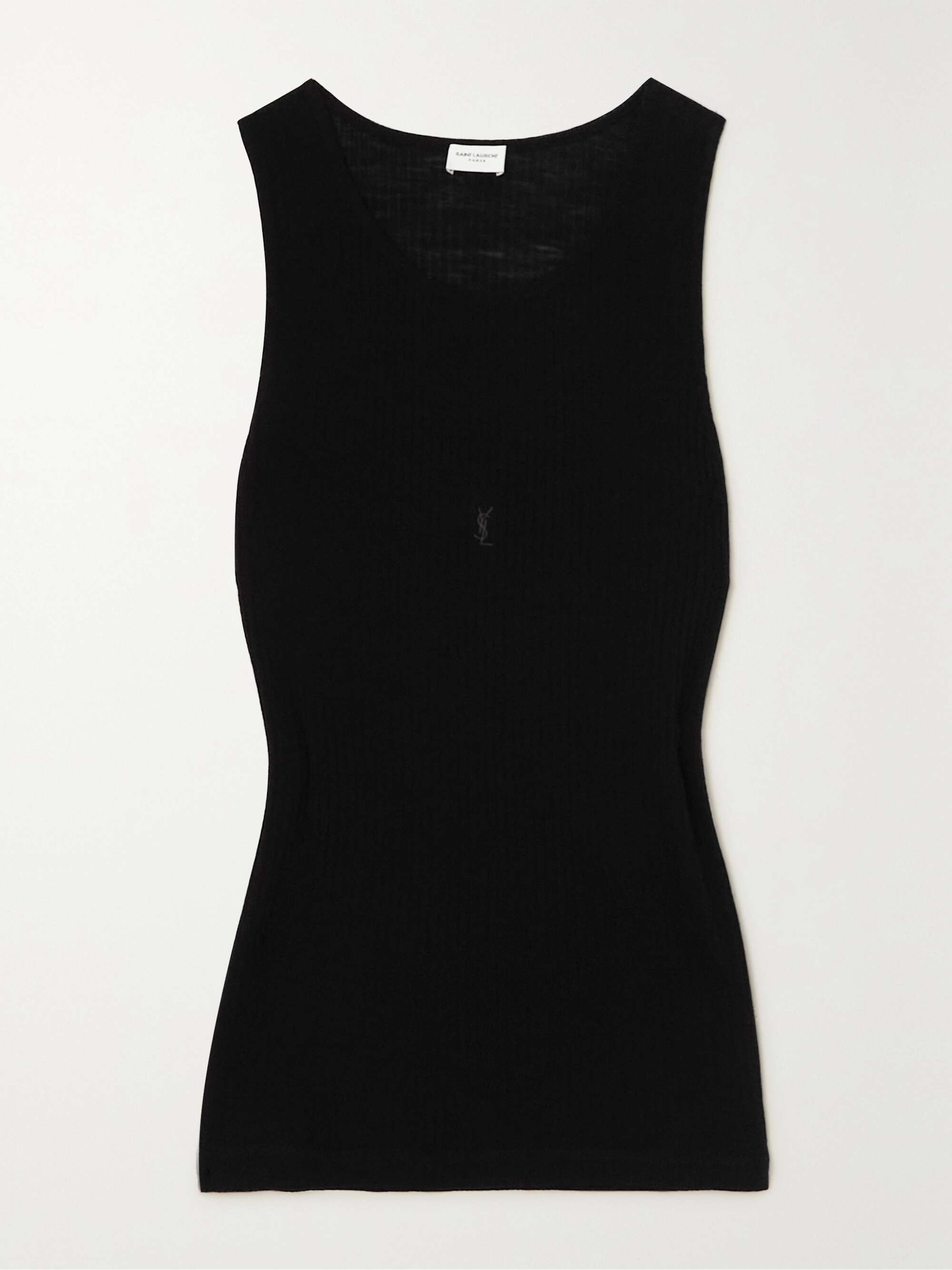 Embroidered ribbed wool tank view