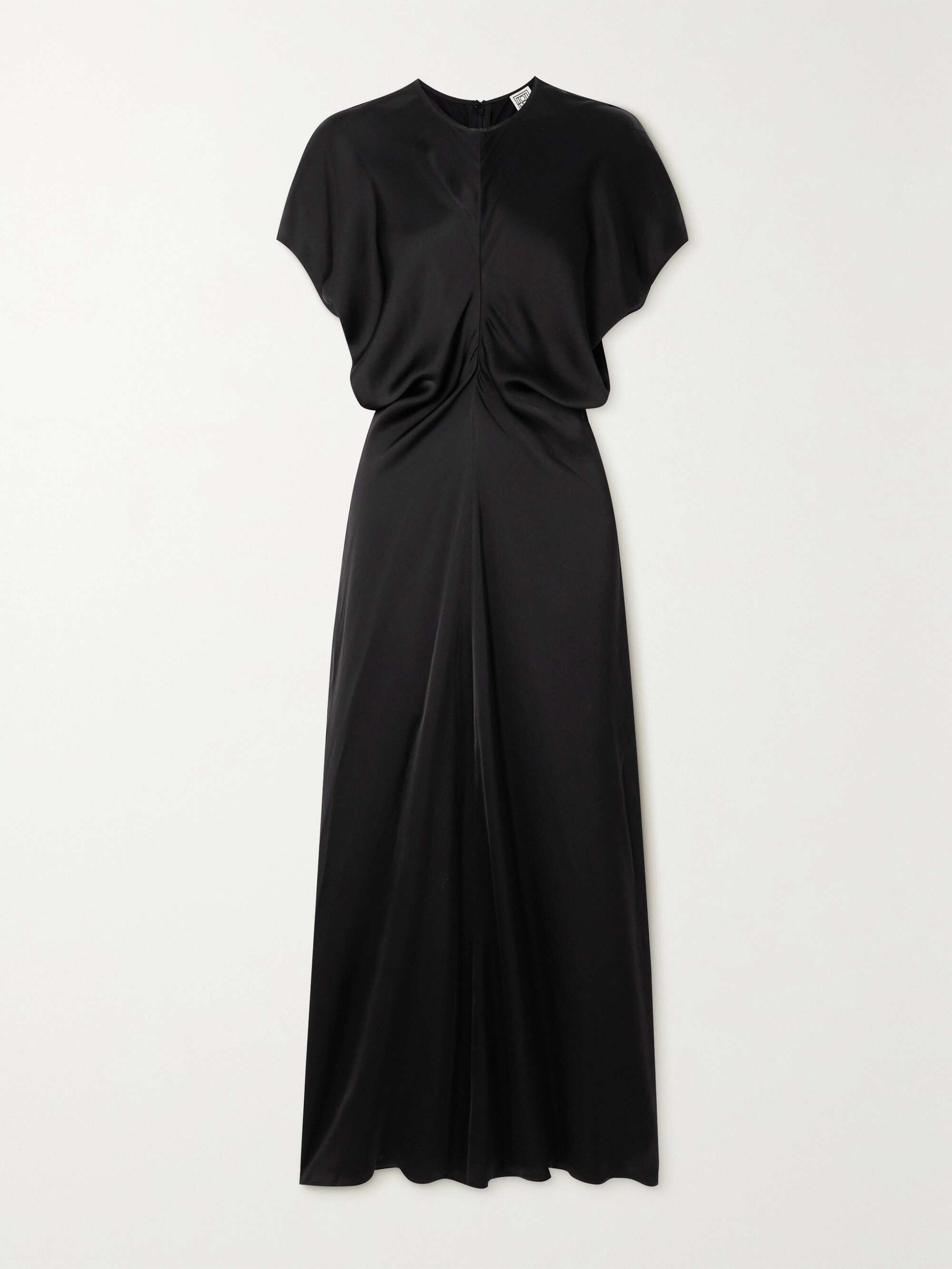 Draped satin maxi dress view