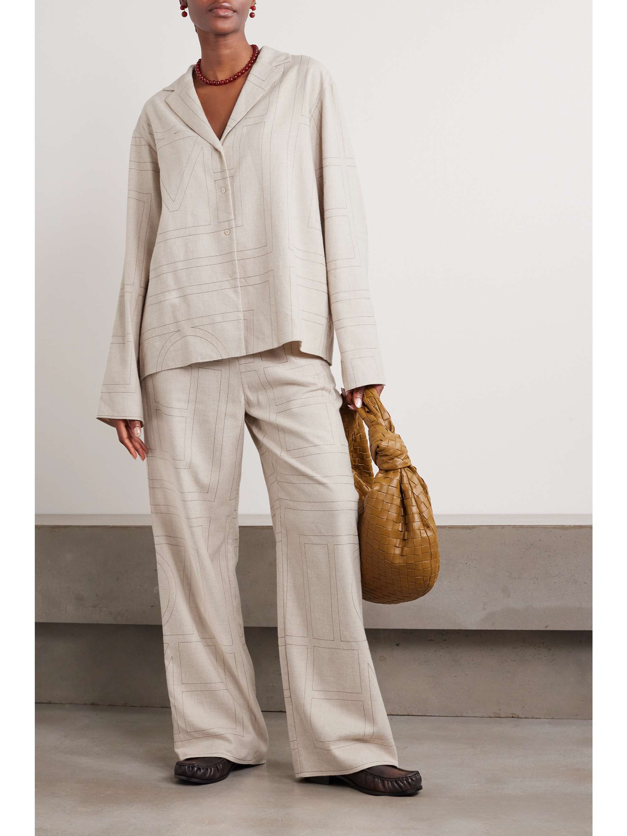 + NET SUSTAIN embroidered LENZING™ Modal-flannel wide-leg pants view