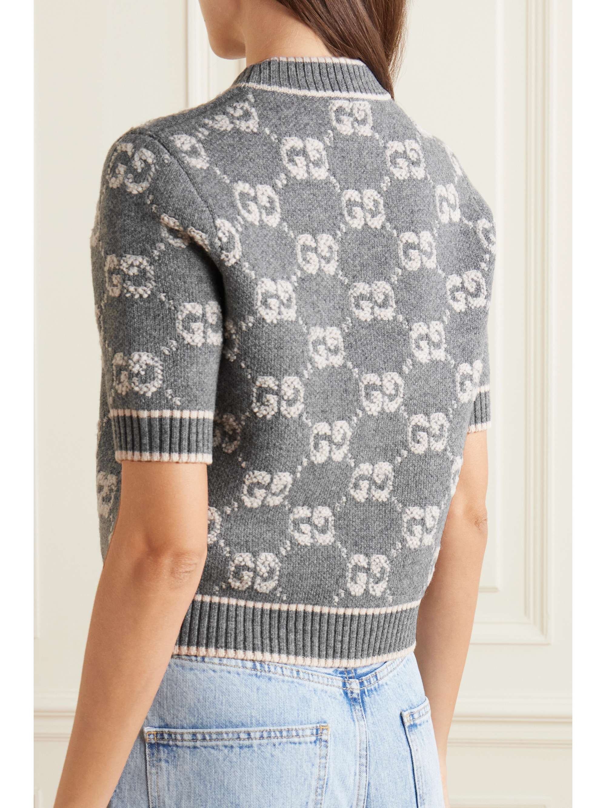 Jacquard-knit wool-bouclé sweater view