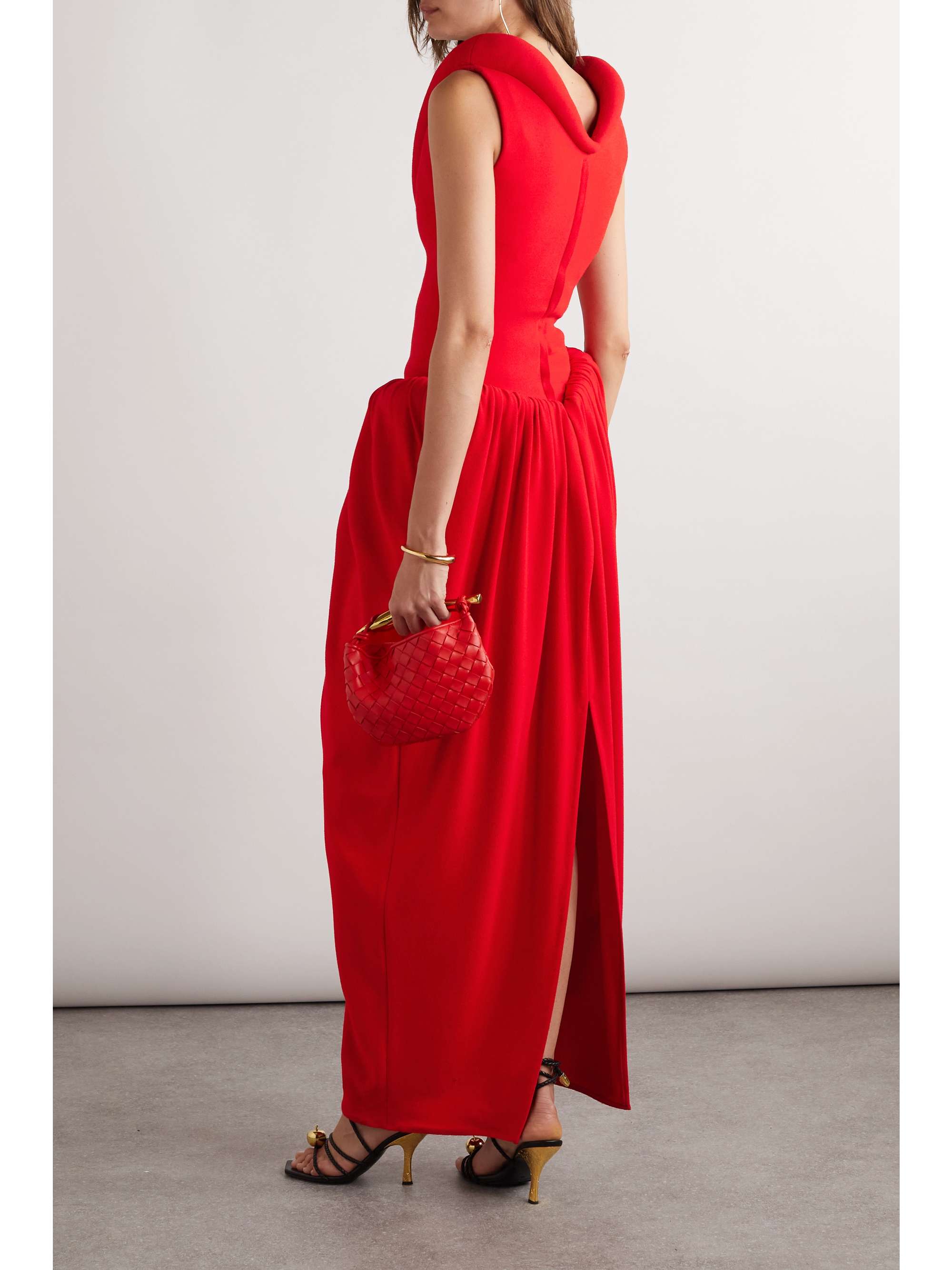 Gathered bouclé maxi dress view
