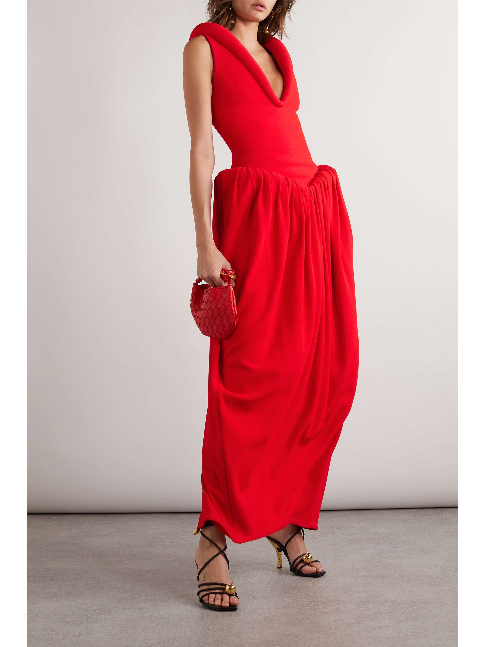 Gathered bouclé maxi dress view