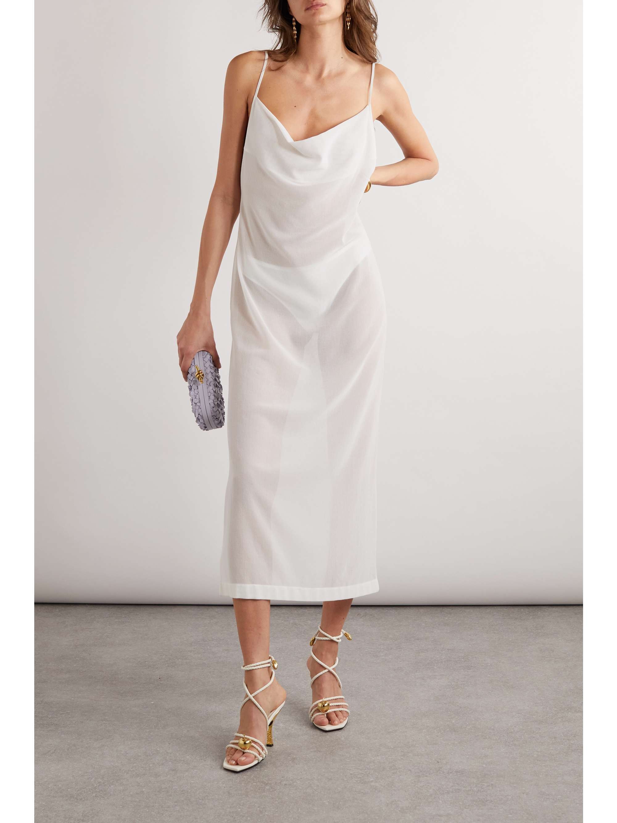 Draped cotton-sateen midi dress view