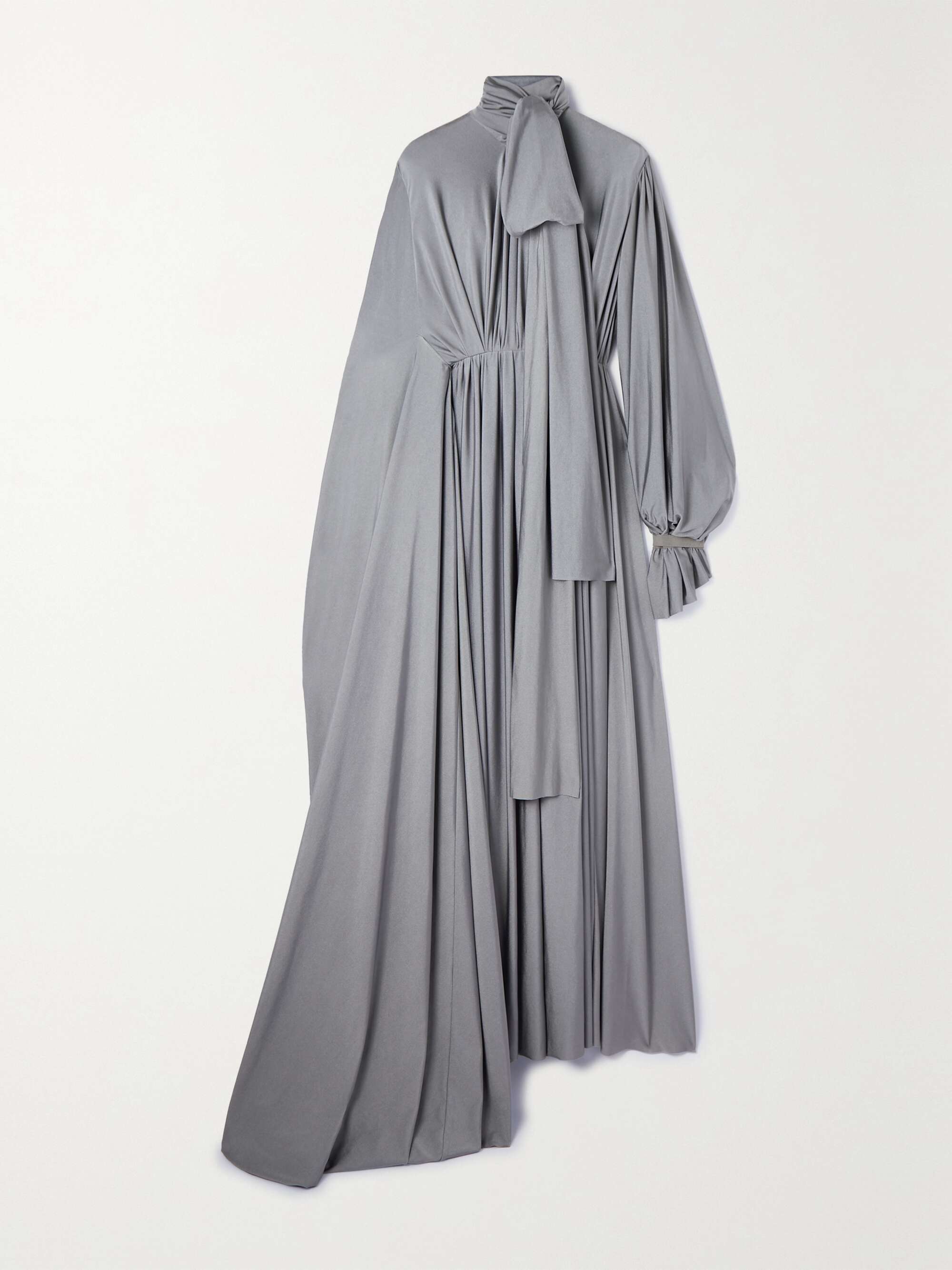 Asymmetric ruched stretch-satin maxi dress view