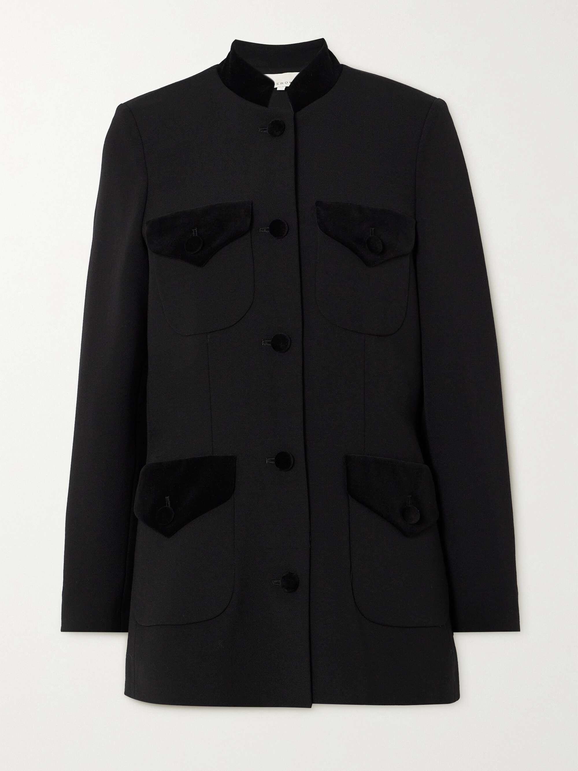 + NET SUSTAIN Raja velvet-trimmed wool jacket view