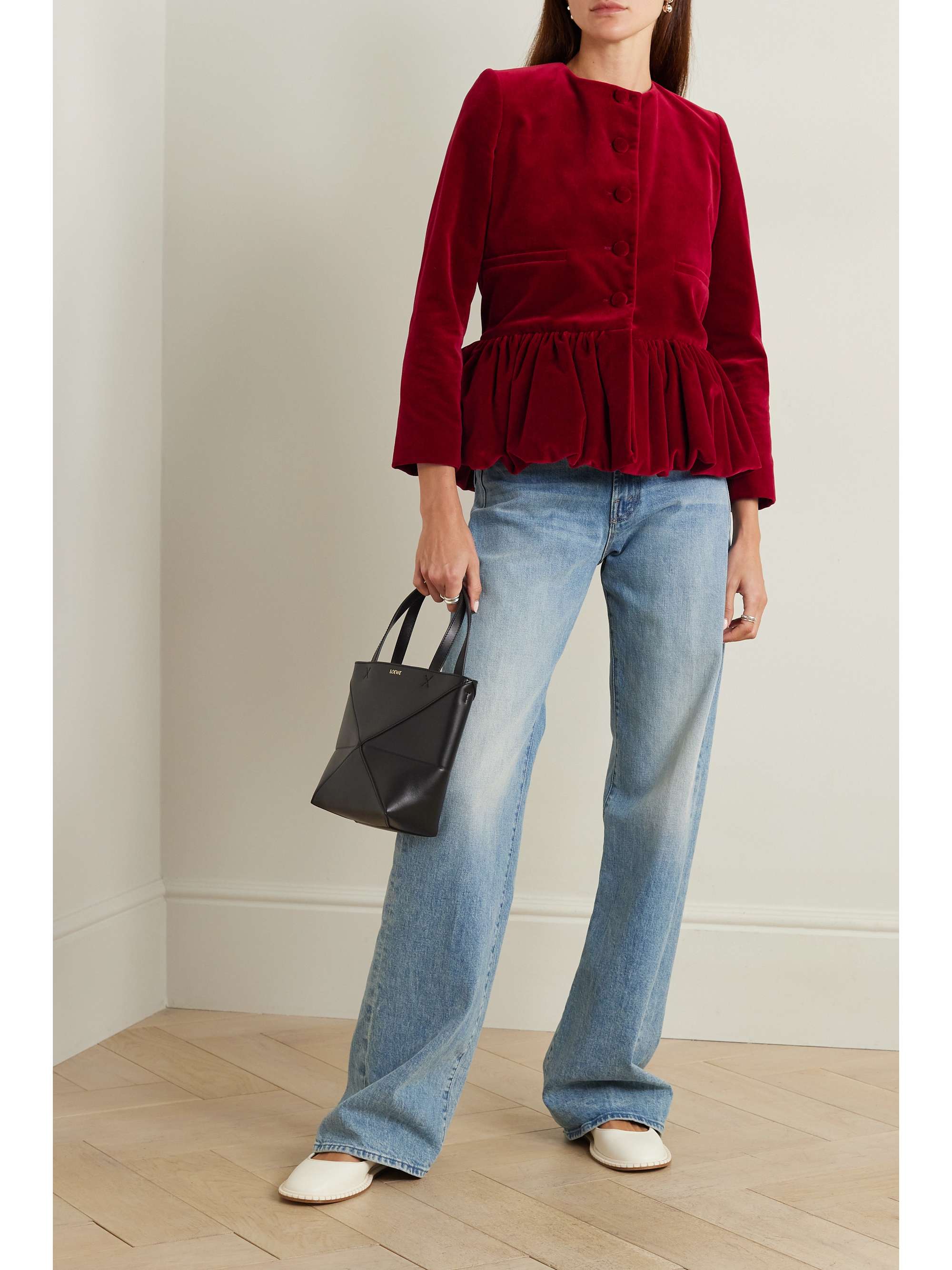 + NET SUSTAIN velvet peplum jacket view