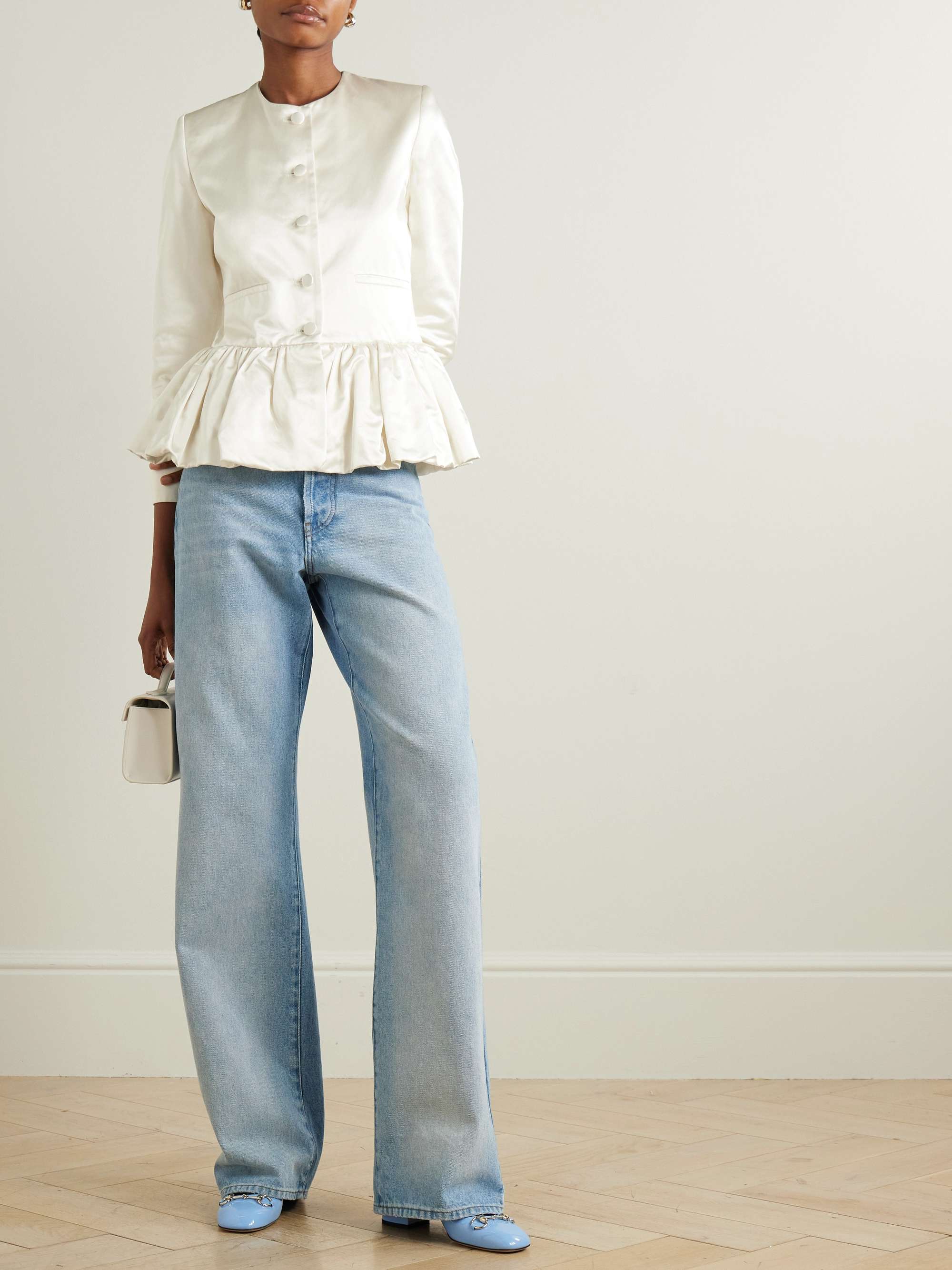+ NET SUSTAIN duchesse silk-satin peplum jacket view