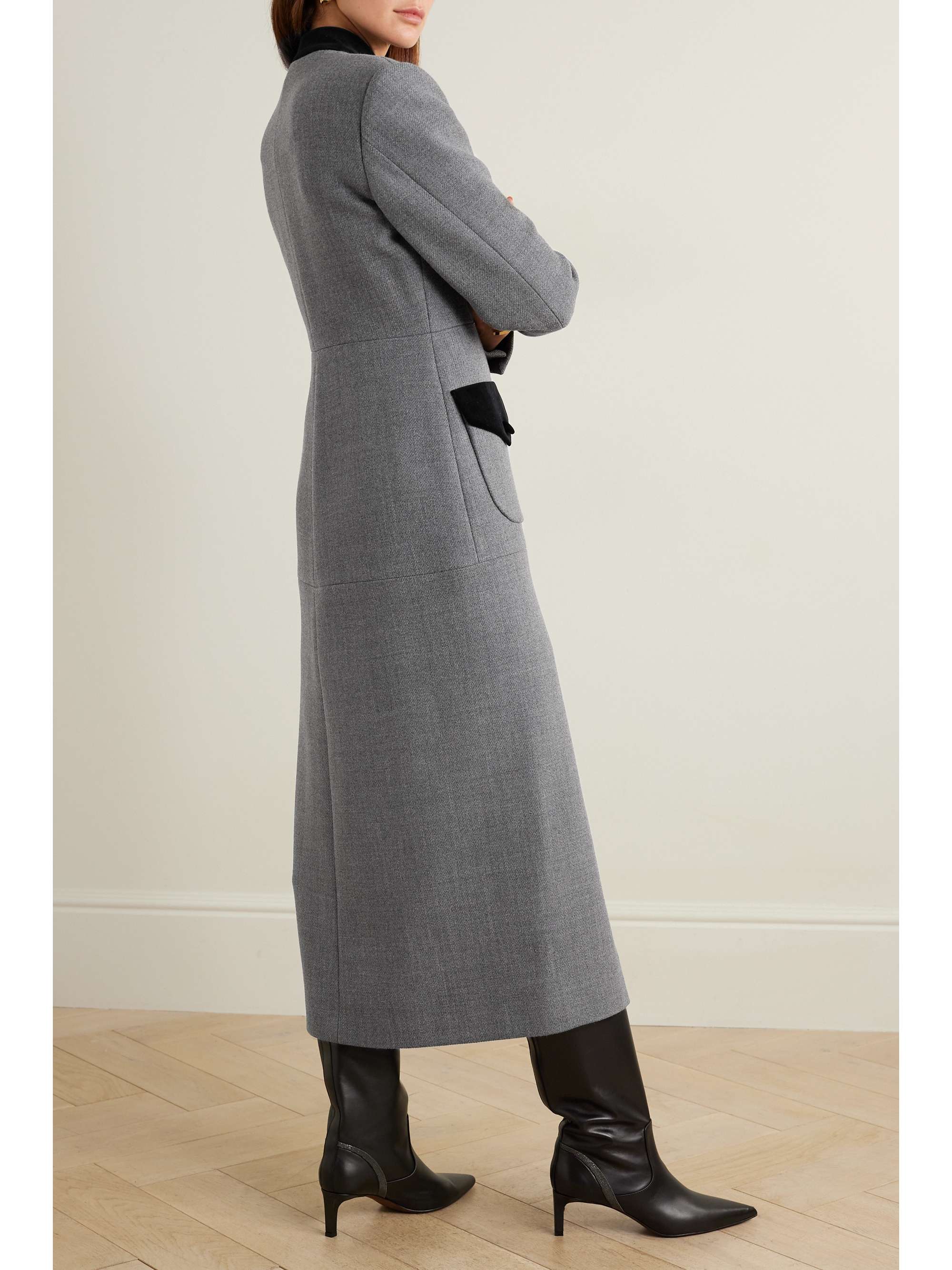 + NET SUSTAIN velvet-trimmed wool coat view