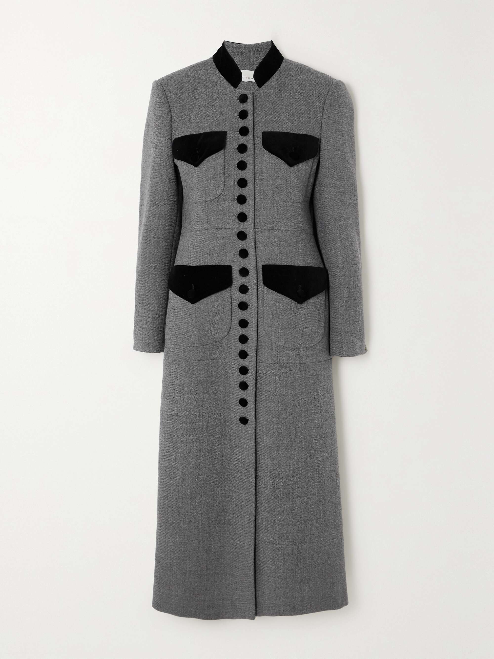 + NET SUSTAIN velvet-trimmed wool coat view
